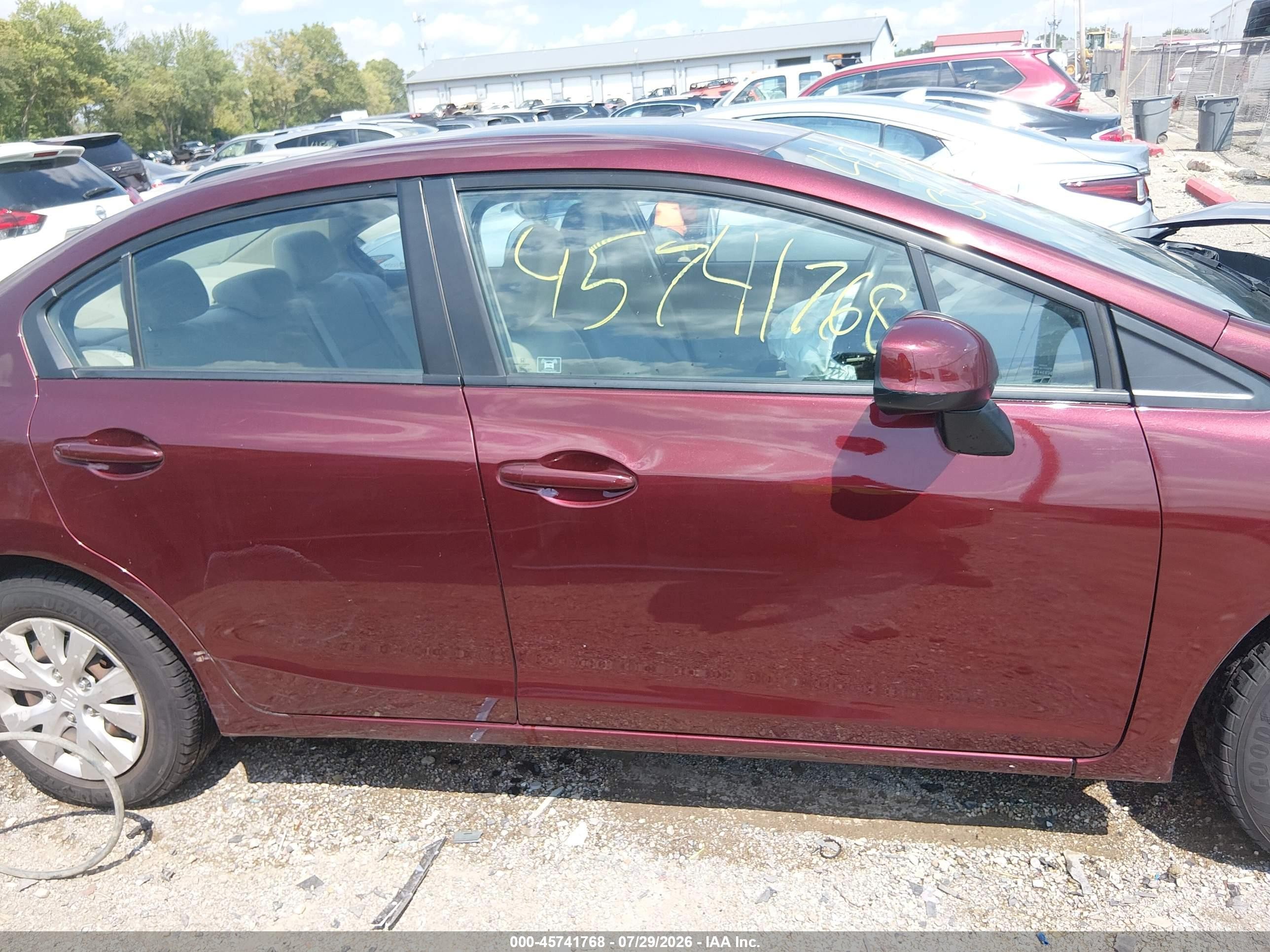 2012 Honda Civic Lx Maroon vin: 19XFB2F54CE302048