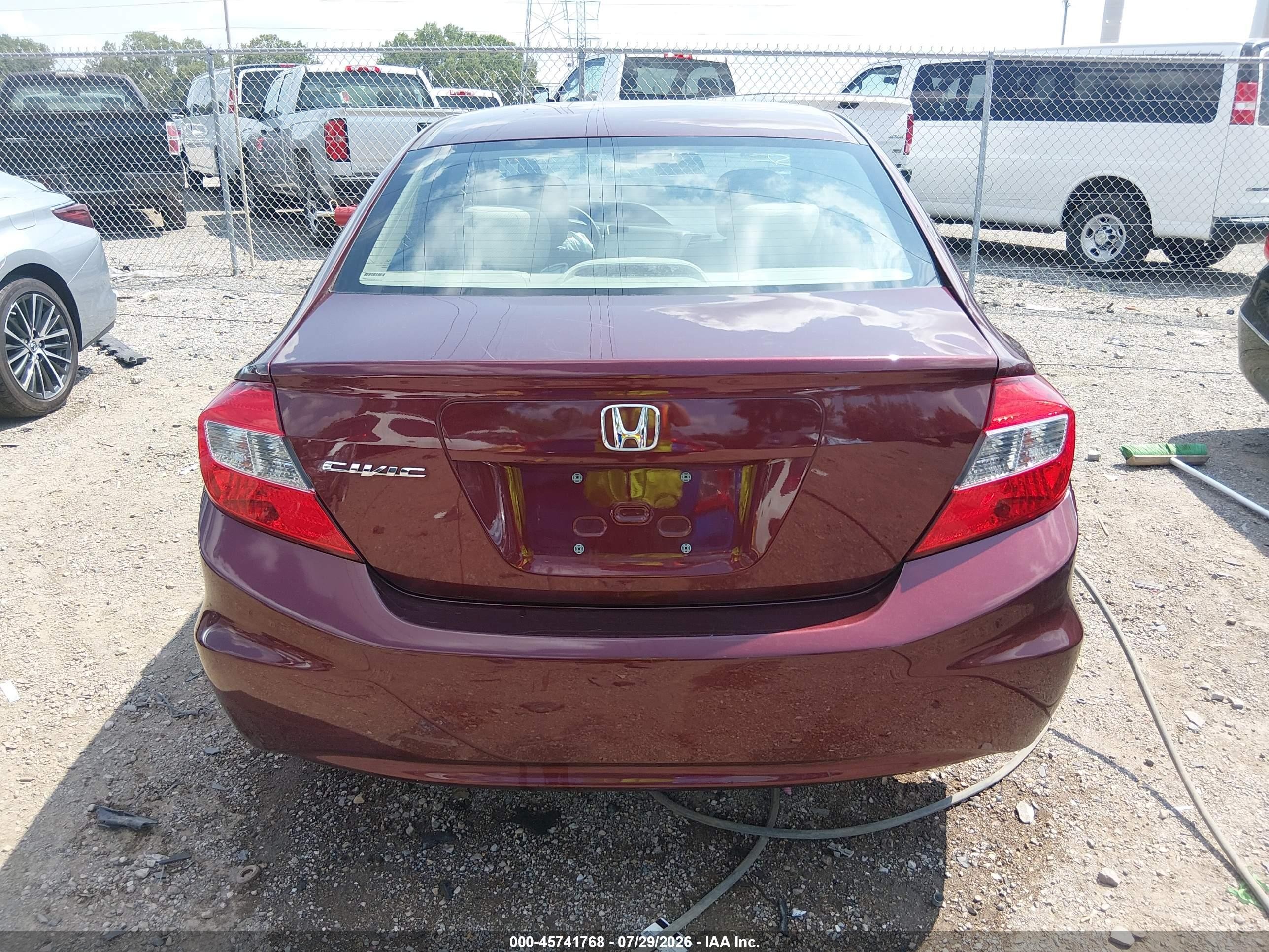 2012 Honda Civic Lx Maroon vin: 19XFB2F54CE302048