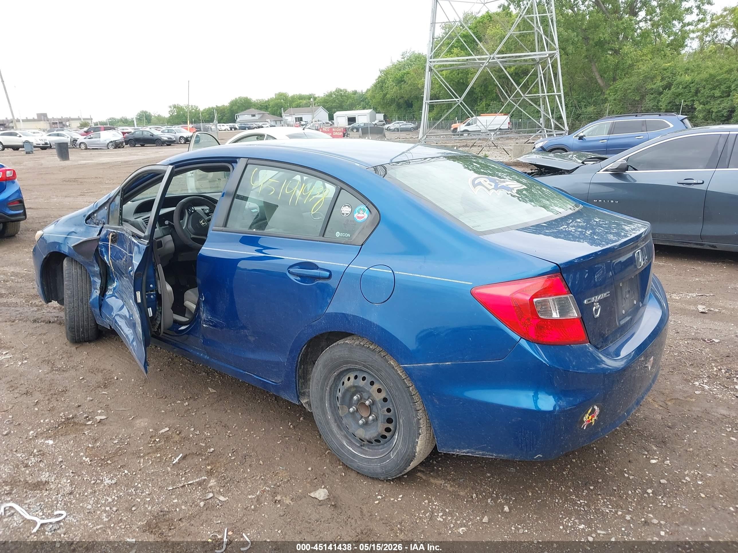 2012 Honda Civic Lx Blue vin: 19XFB2F54CE321361