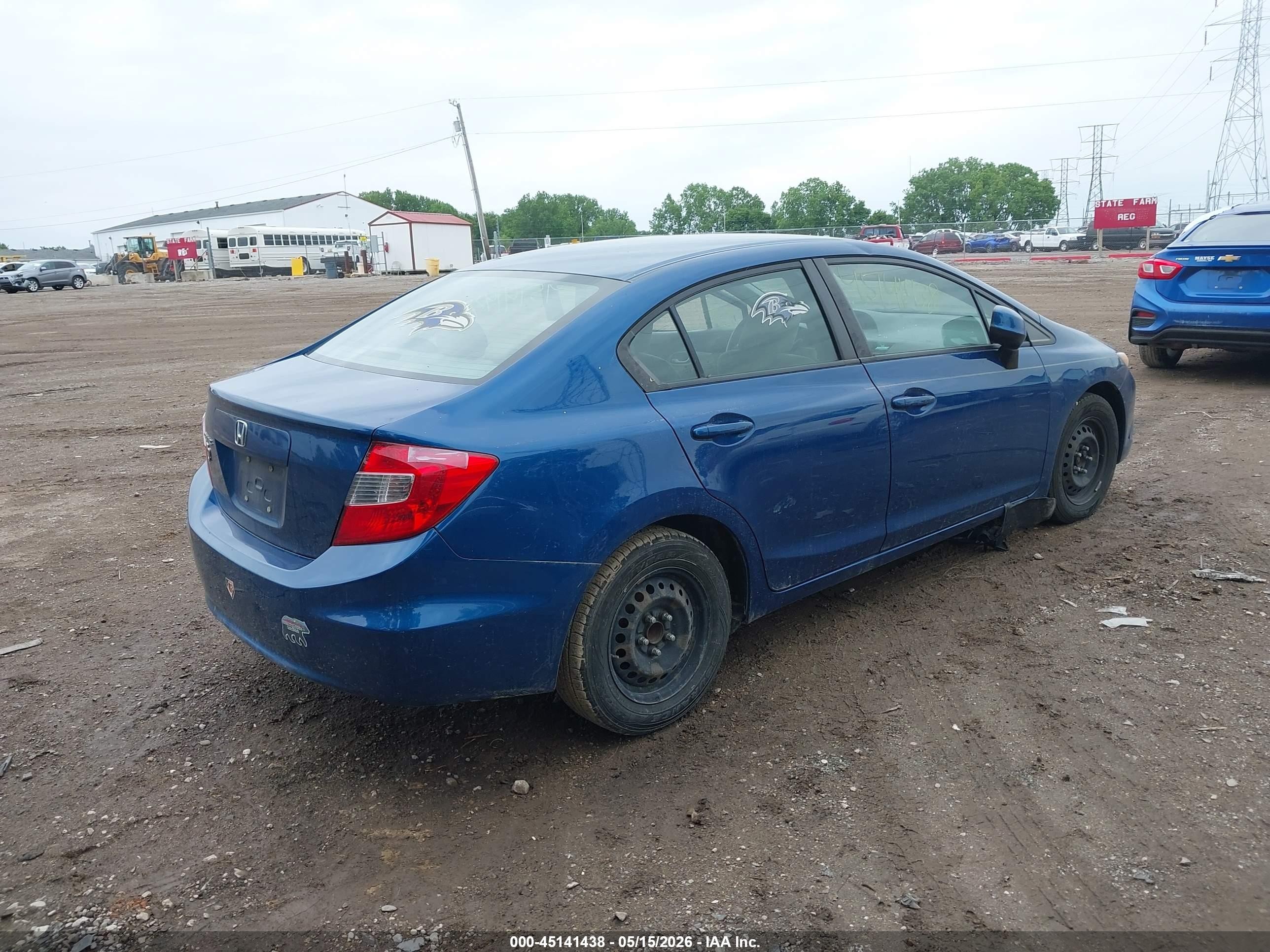 2012 Honda Civic Lx Blue vin: 19XFB2F54CE321361