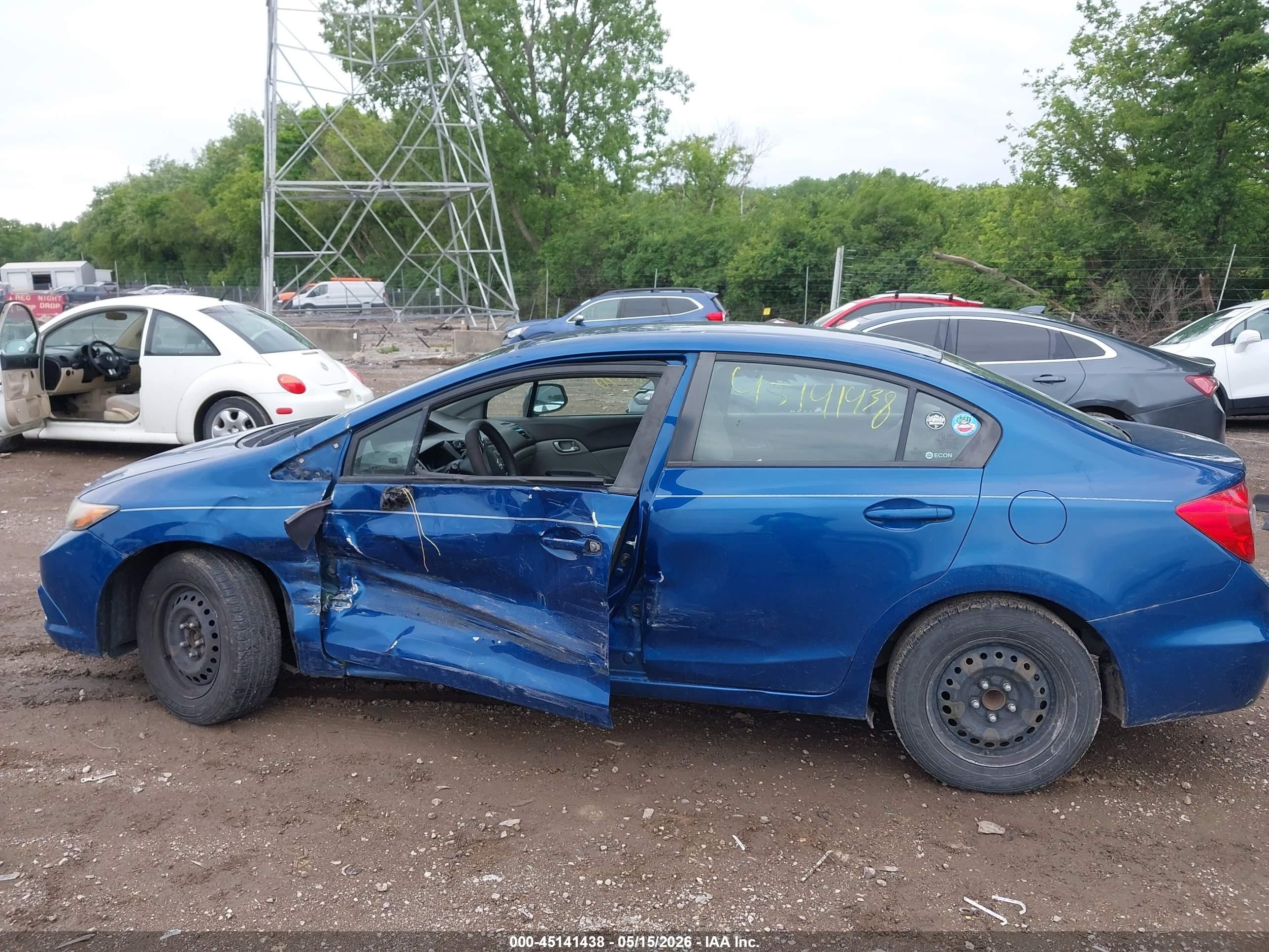 2012 Honda Civic Lx Blue vin: 19XFB2F54CE321361