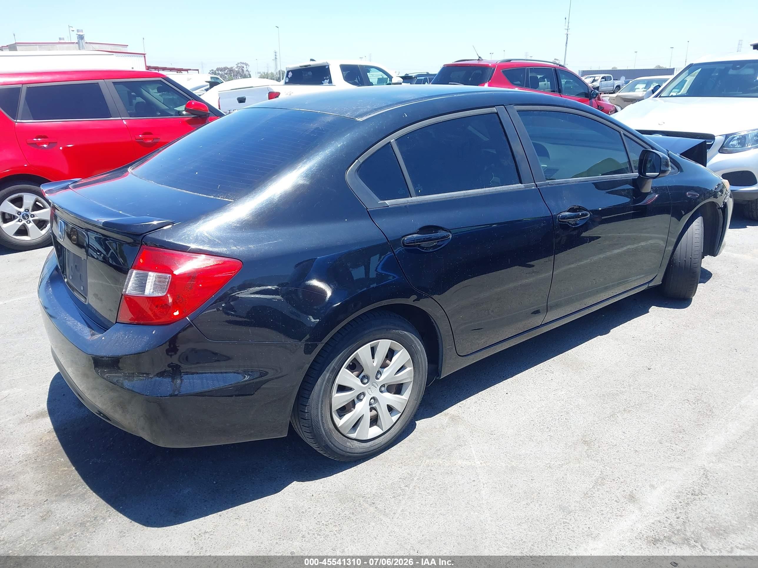 2012 Honda Civic Lx Black vin: 19XFB2F54CE328567