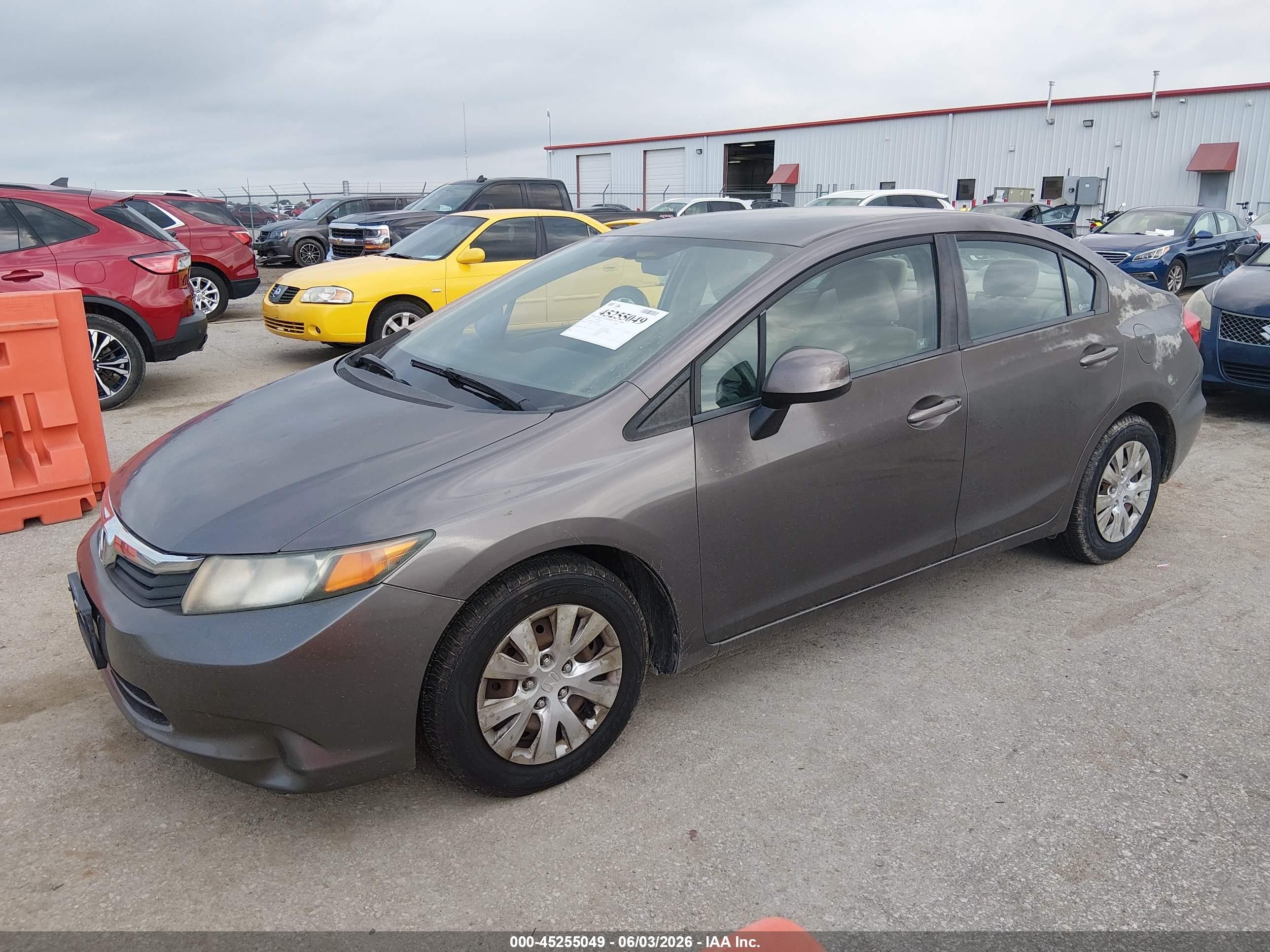 2012 Honda Civic Lx Gray vin: 19XFB2F54CE337298