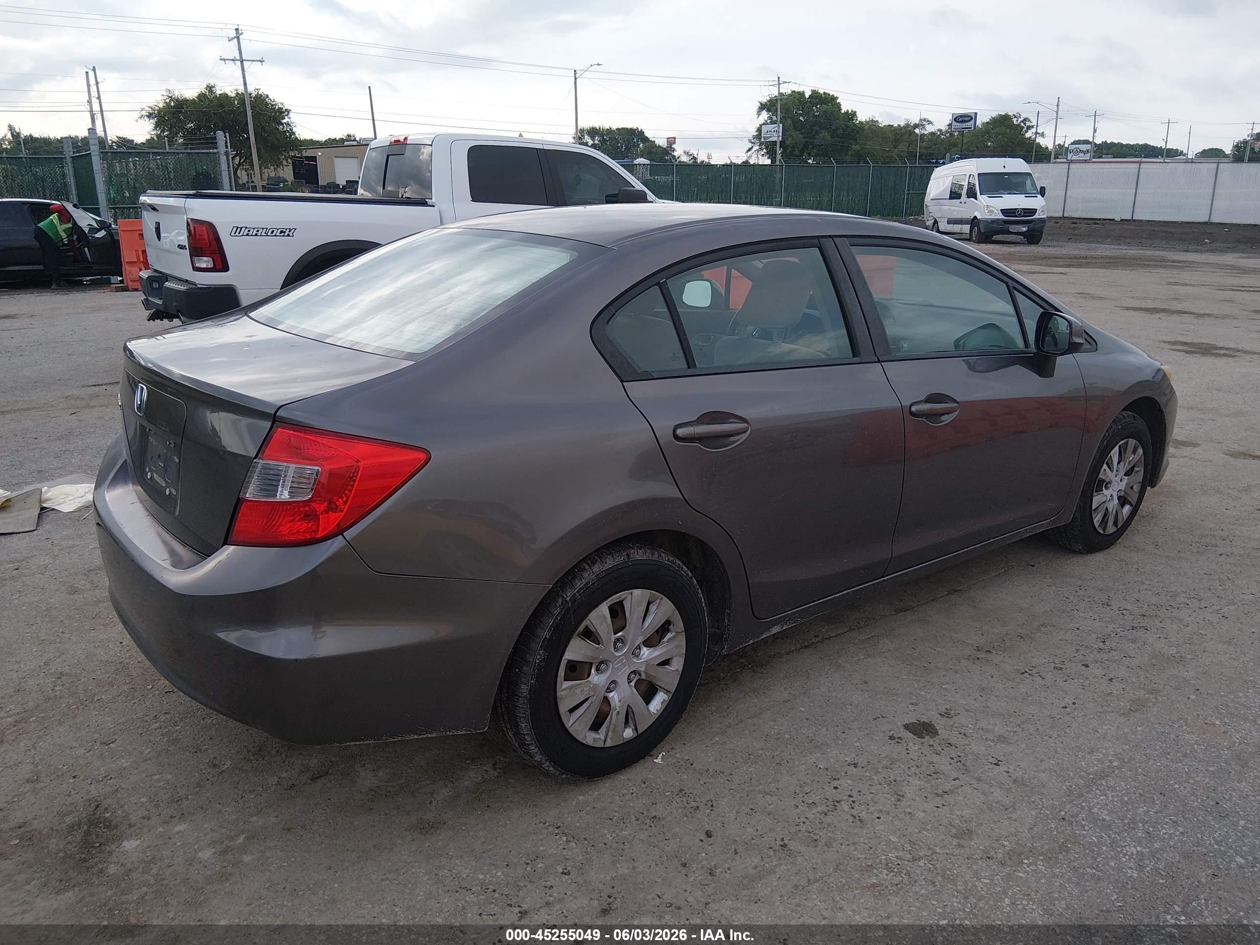 2012 Honda Civic Lx Gray vin: 19XFB2F54CE337298