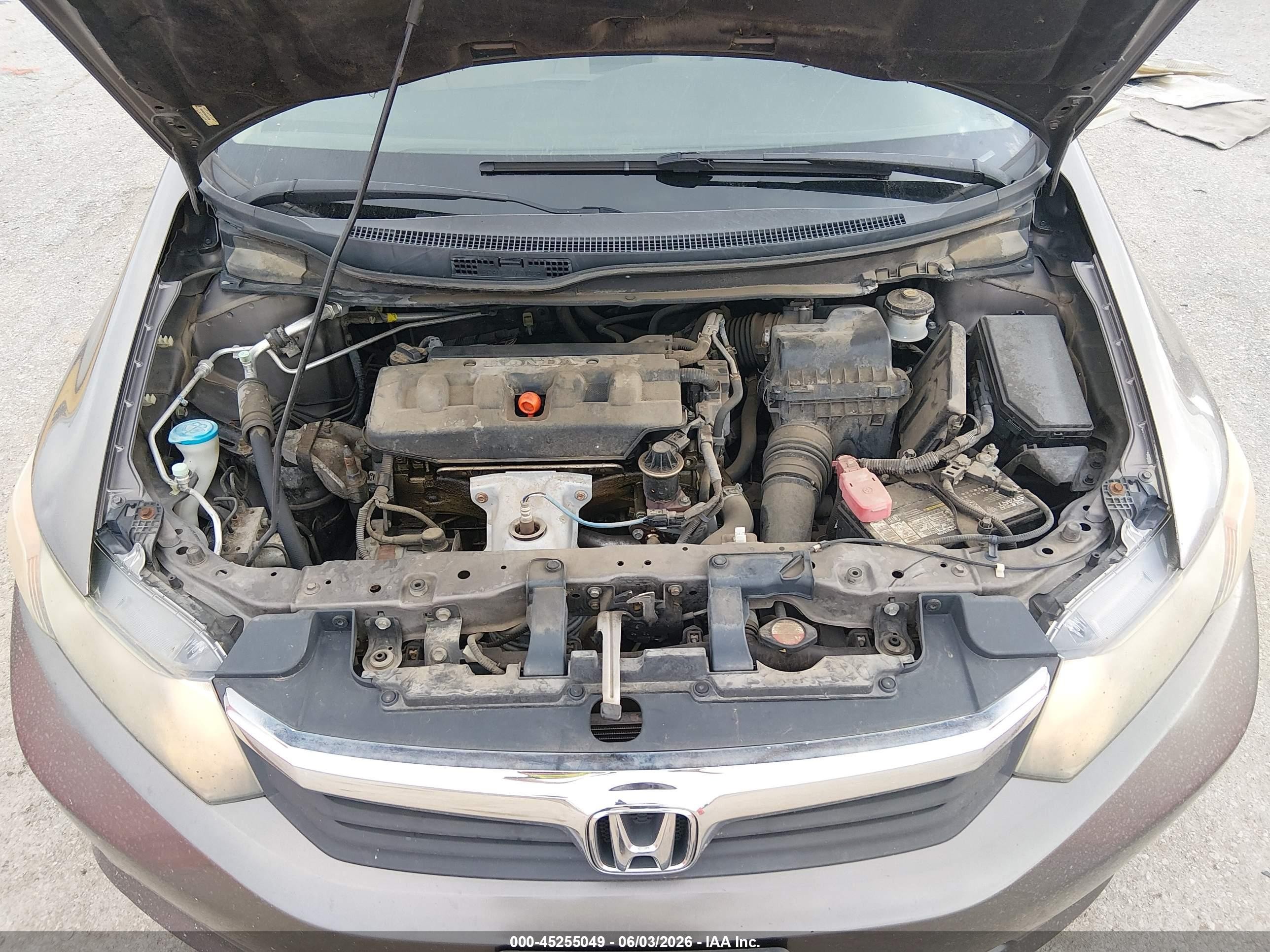 2012 Honda Civic Lx Gray vin: 19XFB2F54CE337298