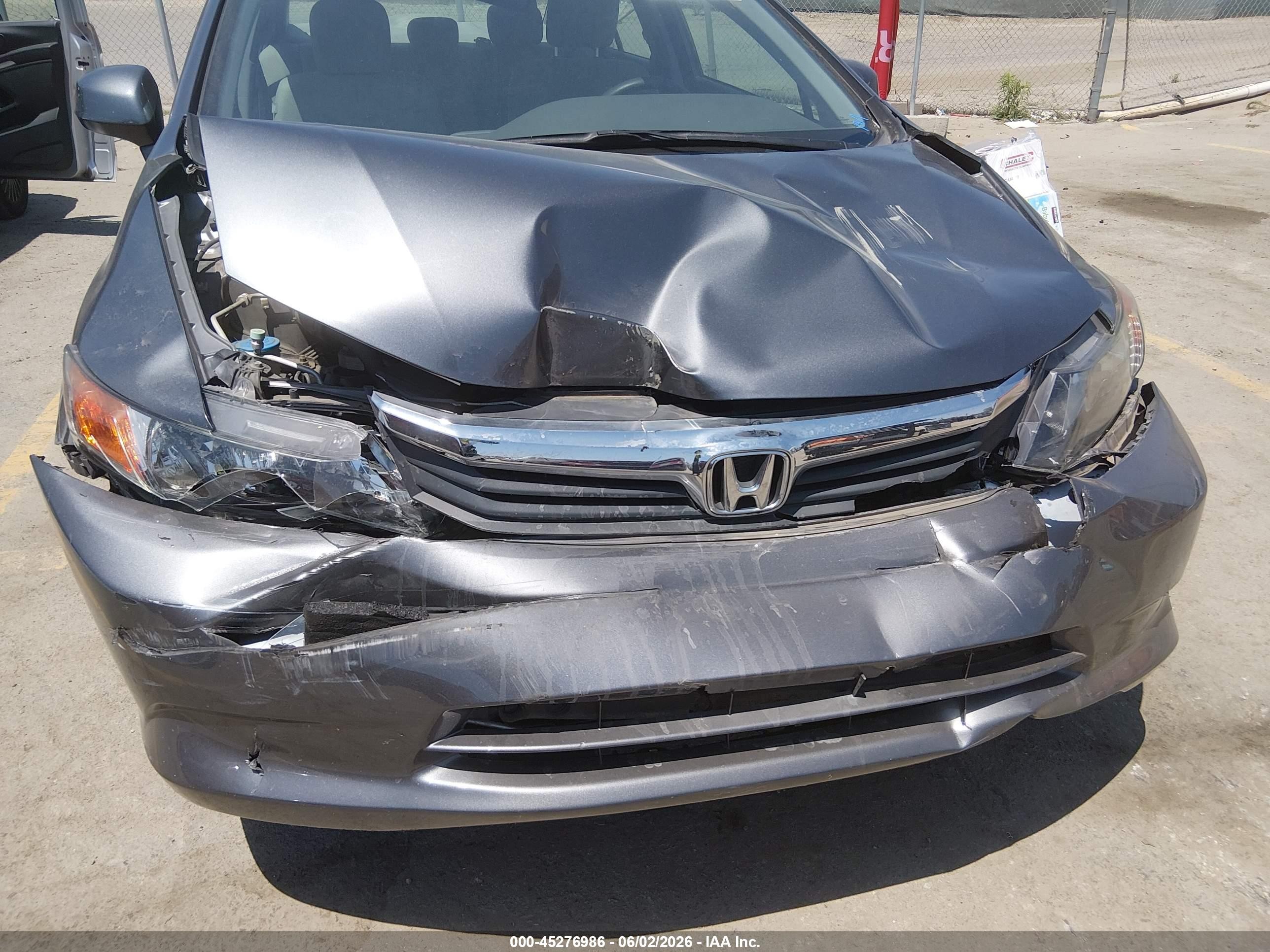 2012 Honda Civic Lx Gray vin: 19XFB2F54CE346339