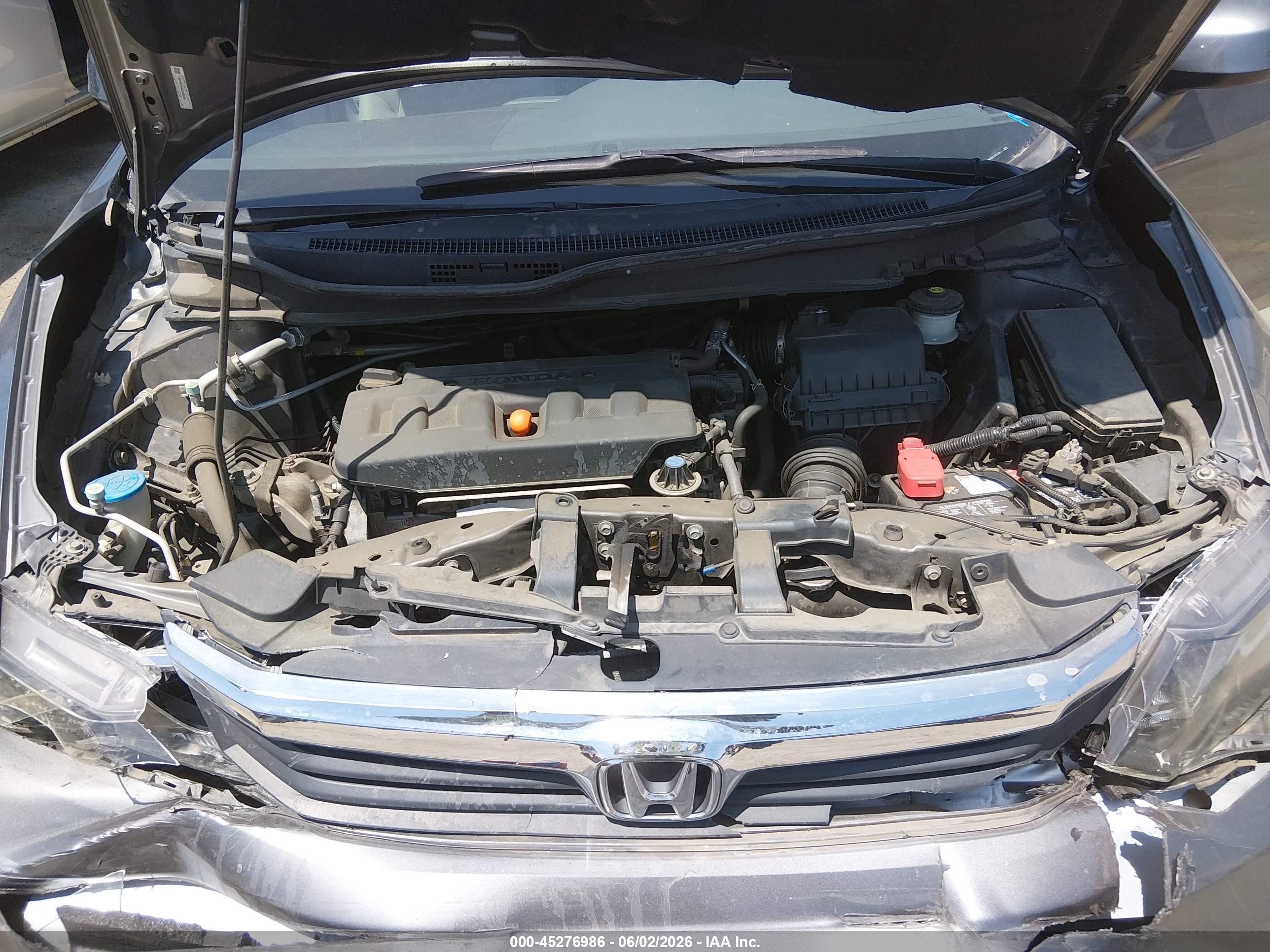 2012 Honda Civic Lx Gray vin: 19XFB2F54CE346339