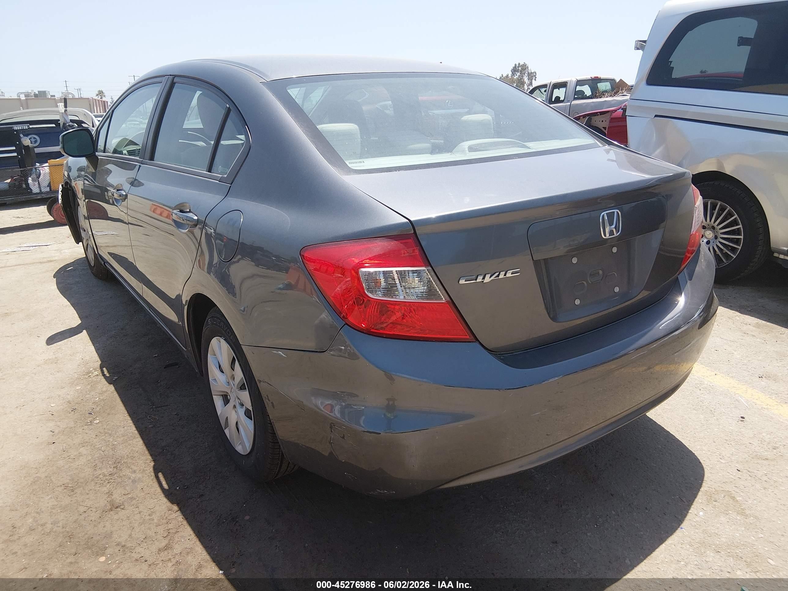 2012 Honda Civic Lx Gray vin: 19XFB2F54CE346339