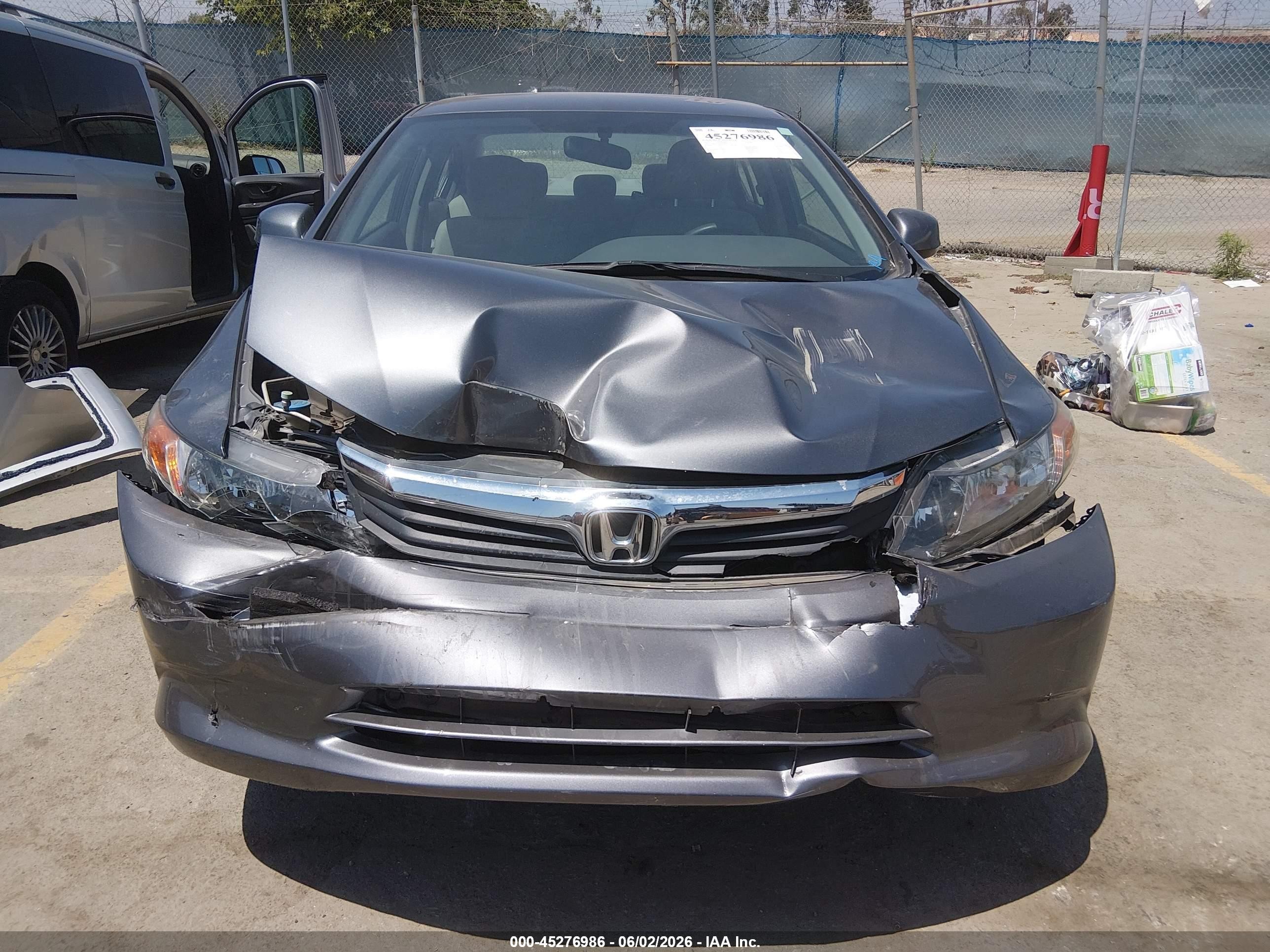 2012 Honda Civic Lx Gray vin: 19XFB2F54CE346339
