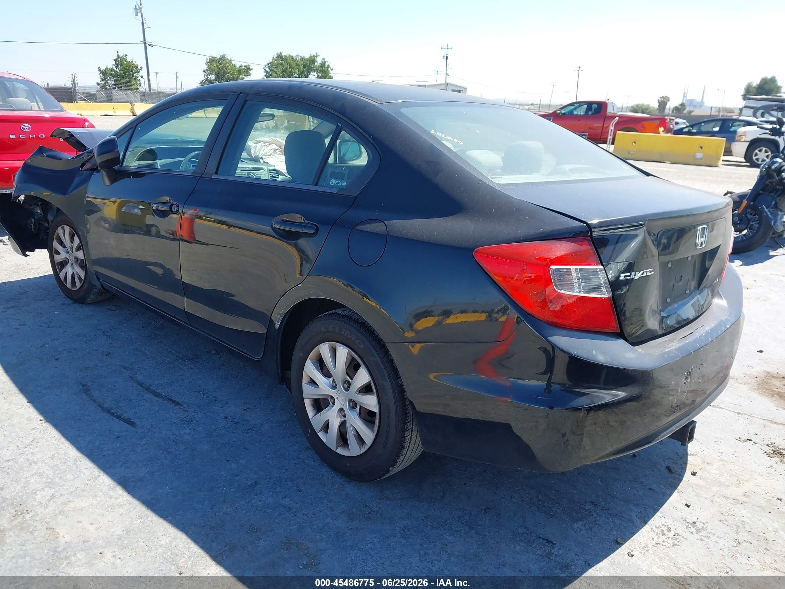 2012 Honda Civic Lx Black vin: 19XFB2F54CE353016