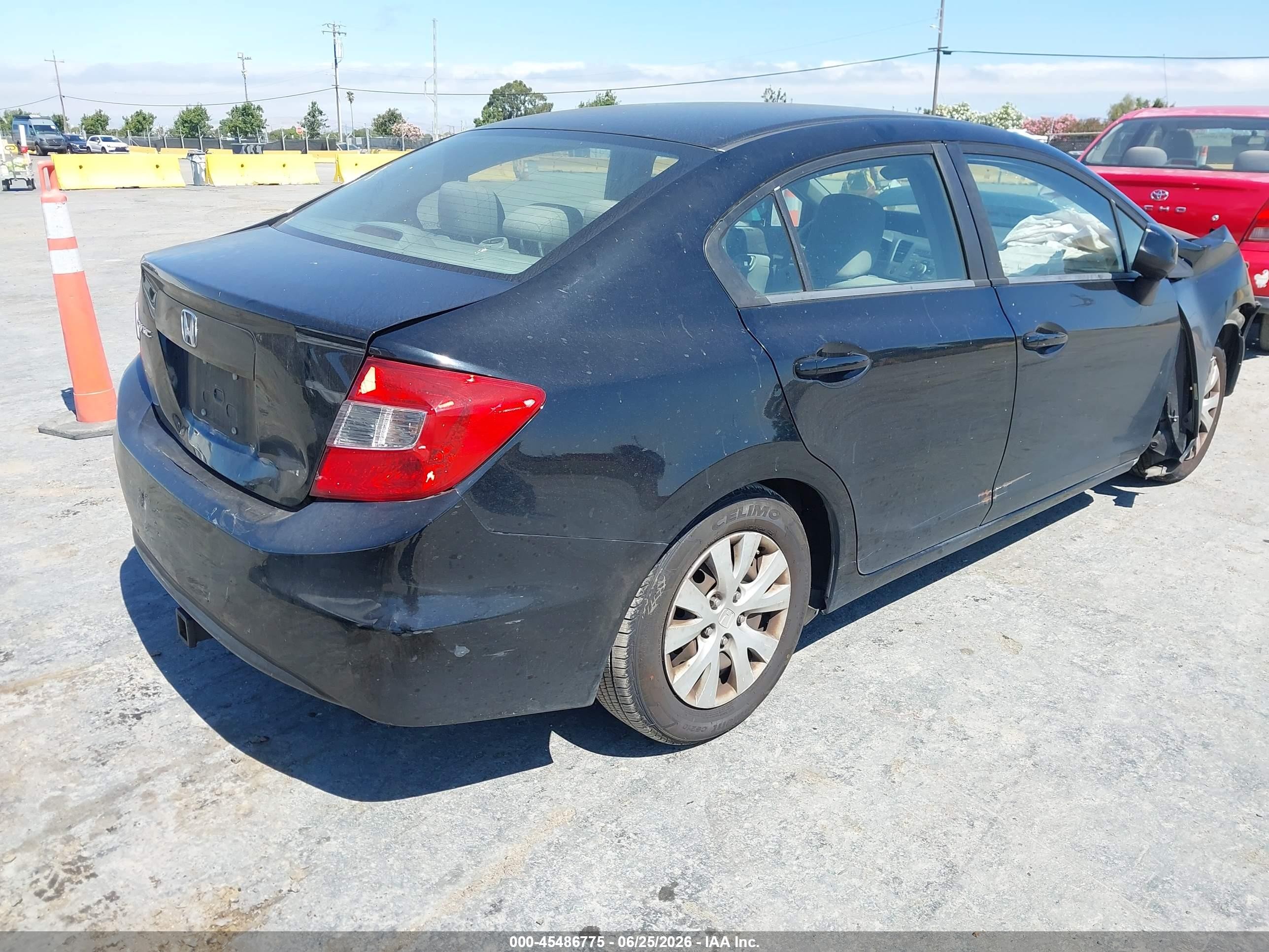 2012 Honda Civic Lx Black vin: 19XFB2F54CE353016