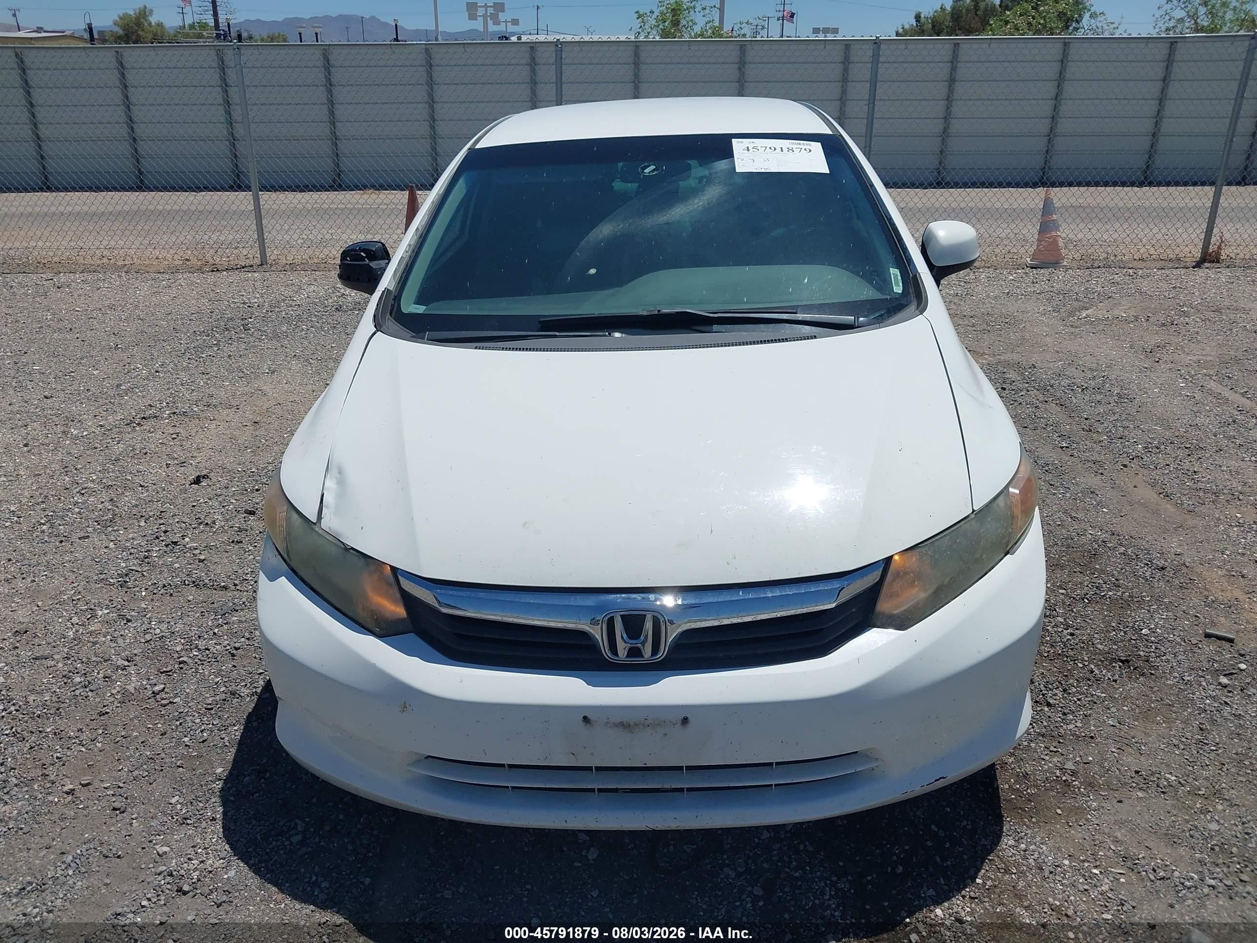 2012 Honda Civic Lx White vin: 19XFB2F54CE356515