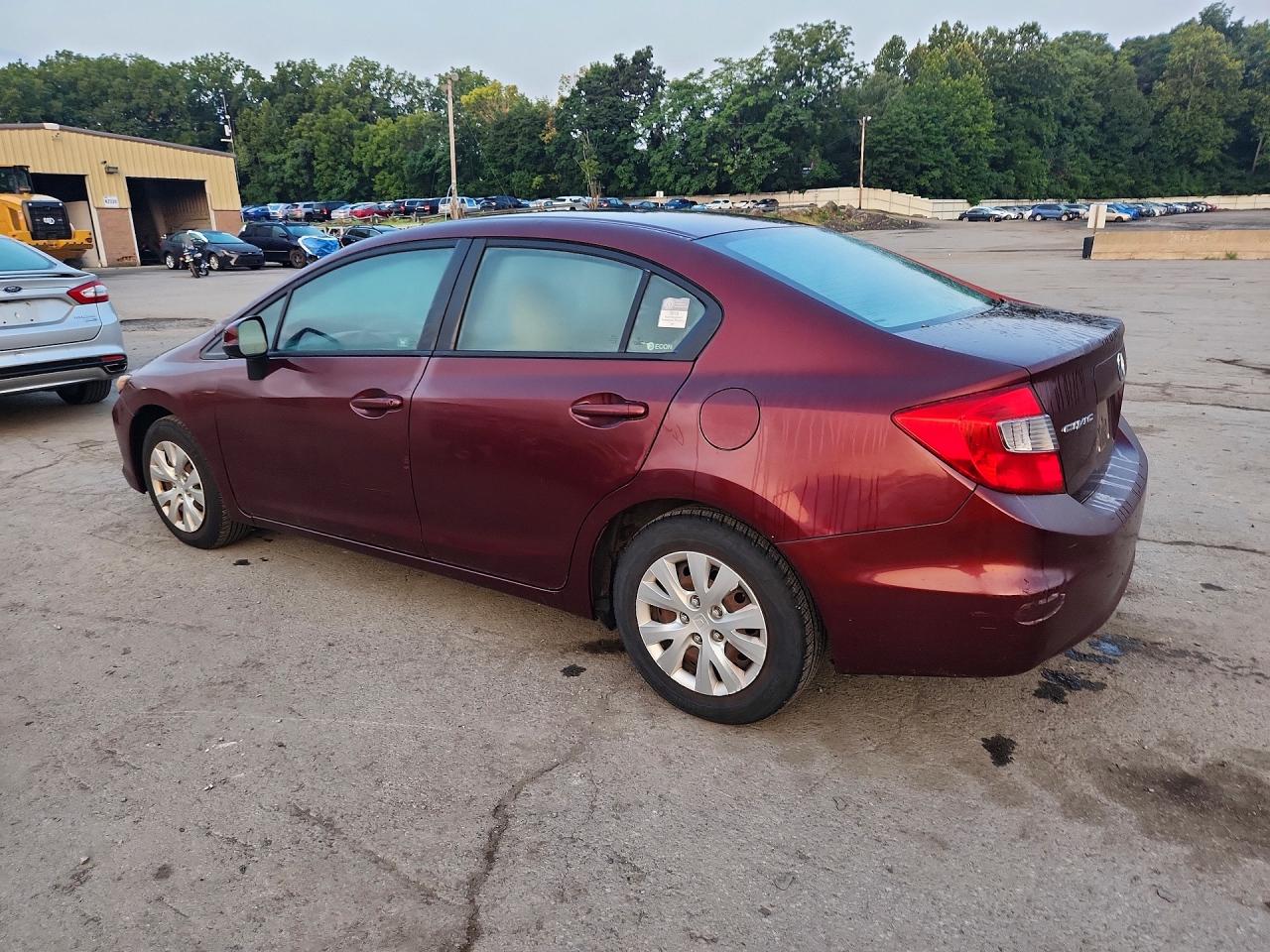 2012 Honda Civic Lx Burgundy vin: 19XFB2F54CE357289