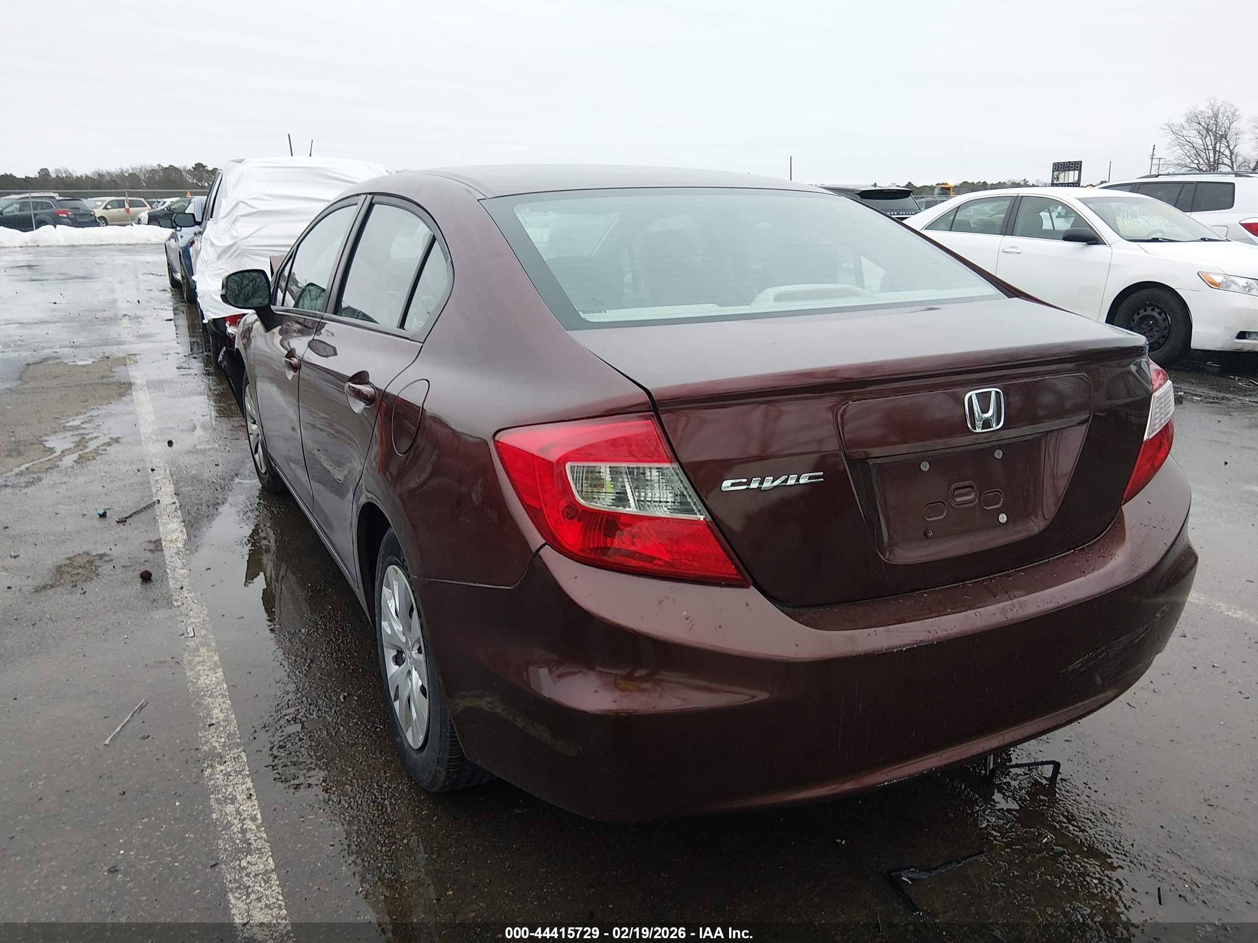 2012 Honda Civic Lx Burgundy vin: 19XFB2F54CE357325