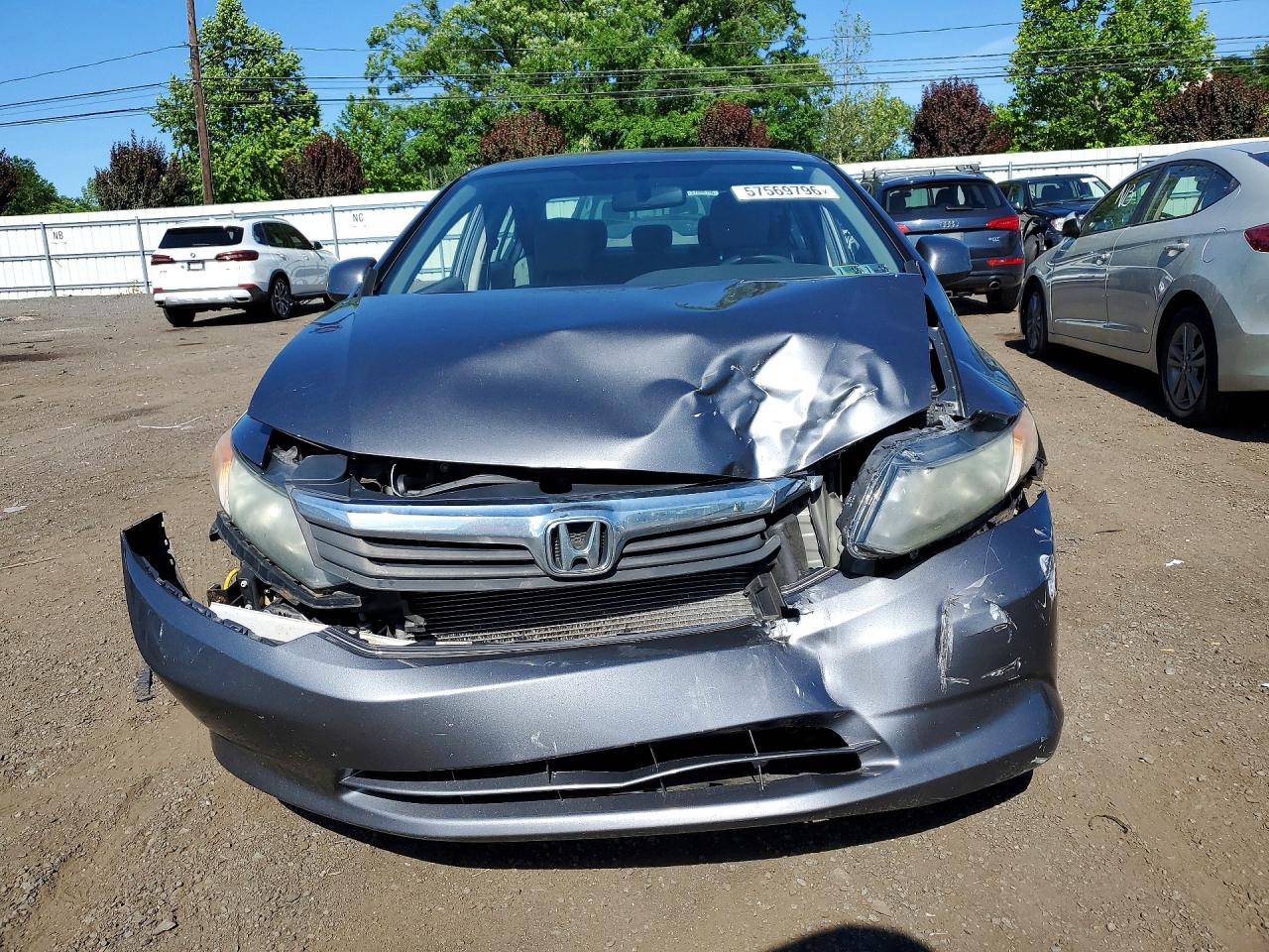 2012 Honda Civic Lx Gray vin: 19XFB2F54CE365781