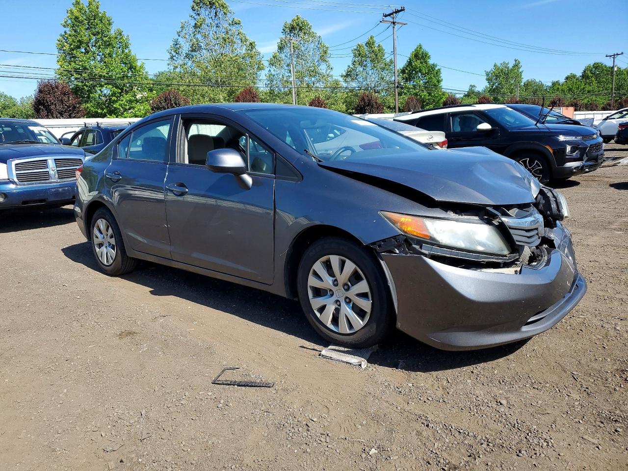 2012 Honda Civic Lx Gray vin: 19XFB2F54CE365781
