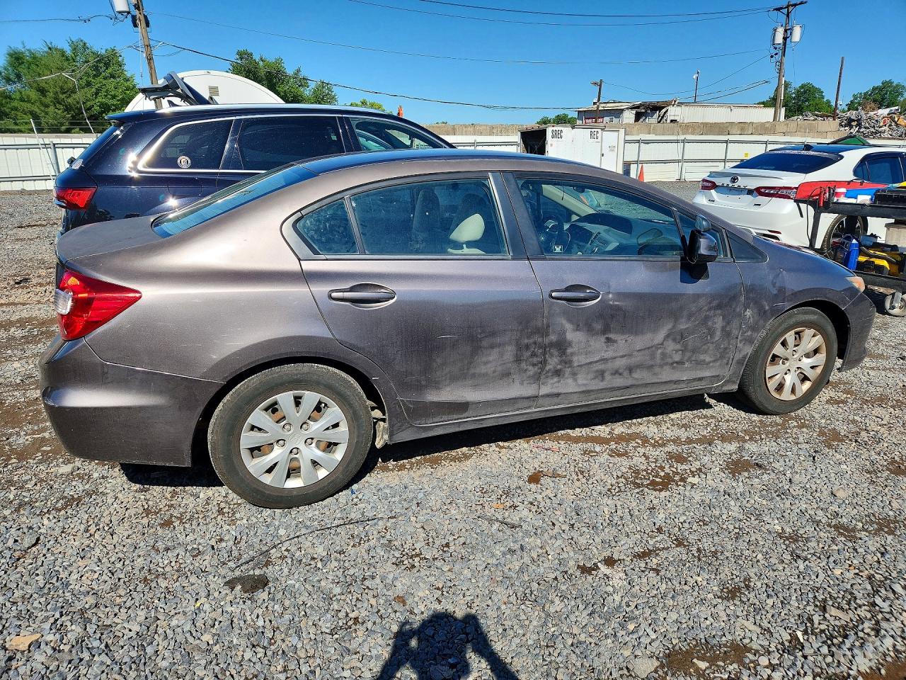 2012 Honda Civic Lx Gray vin: 19XFB2F54CE375078