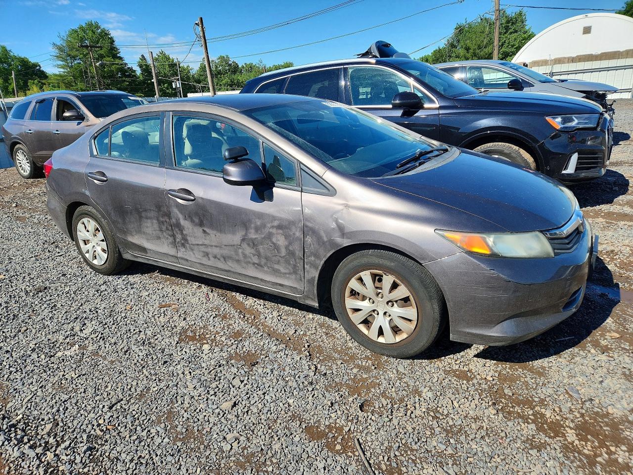 2012 Honda Civic Lx Gray vin: 19XFB2F54CE375078