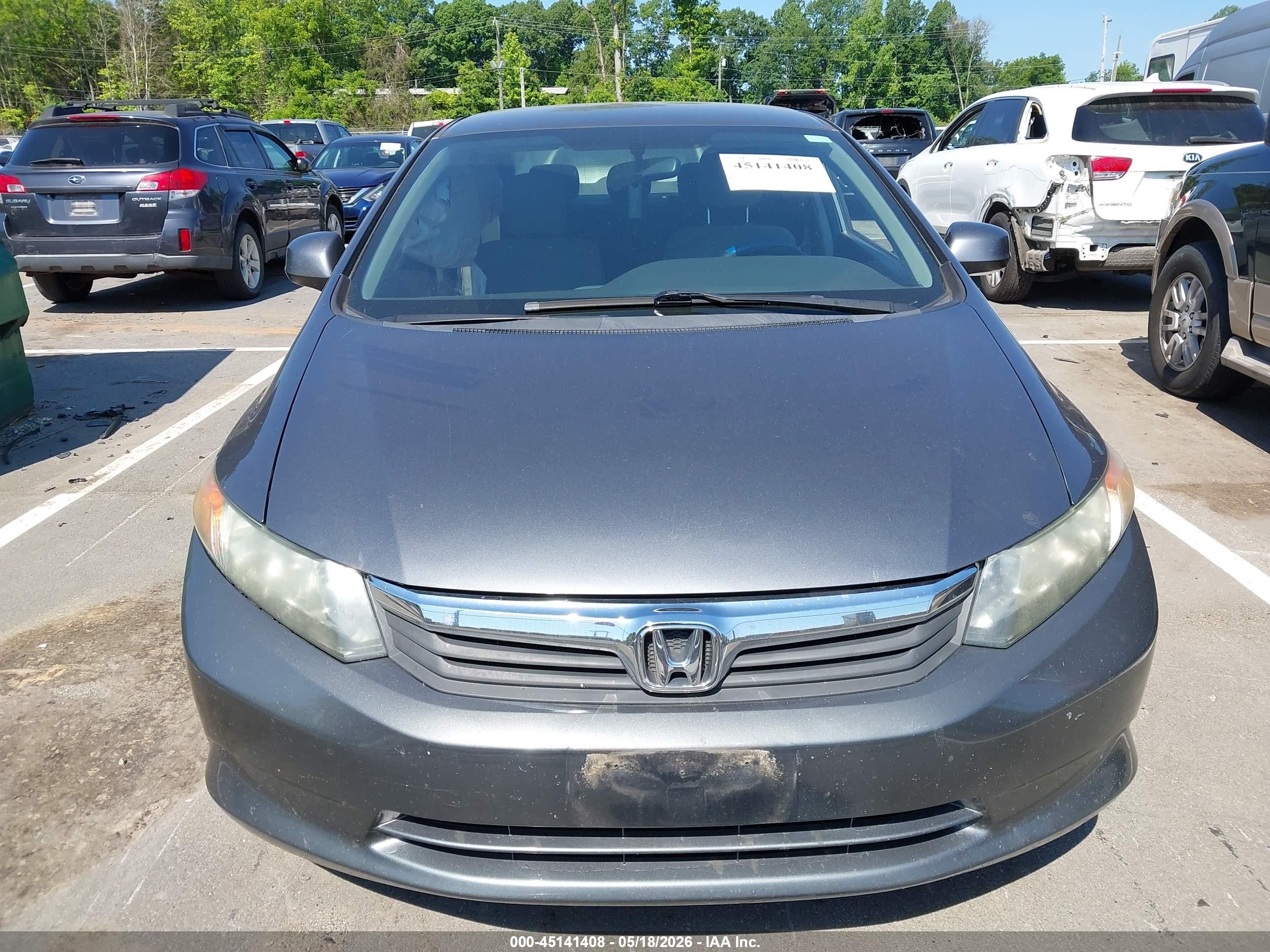 2012 Honda Civic Lx Gray vin: 19XFB2F54CE376442