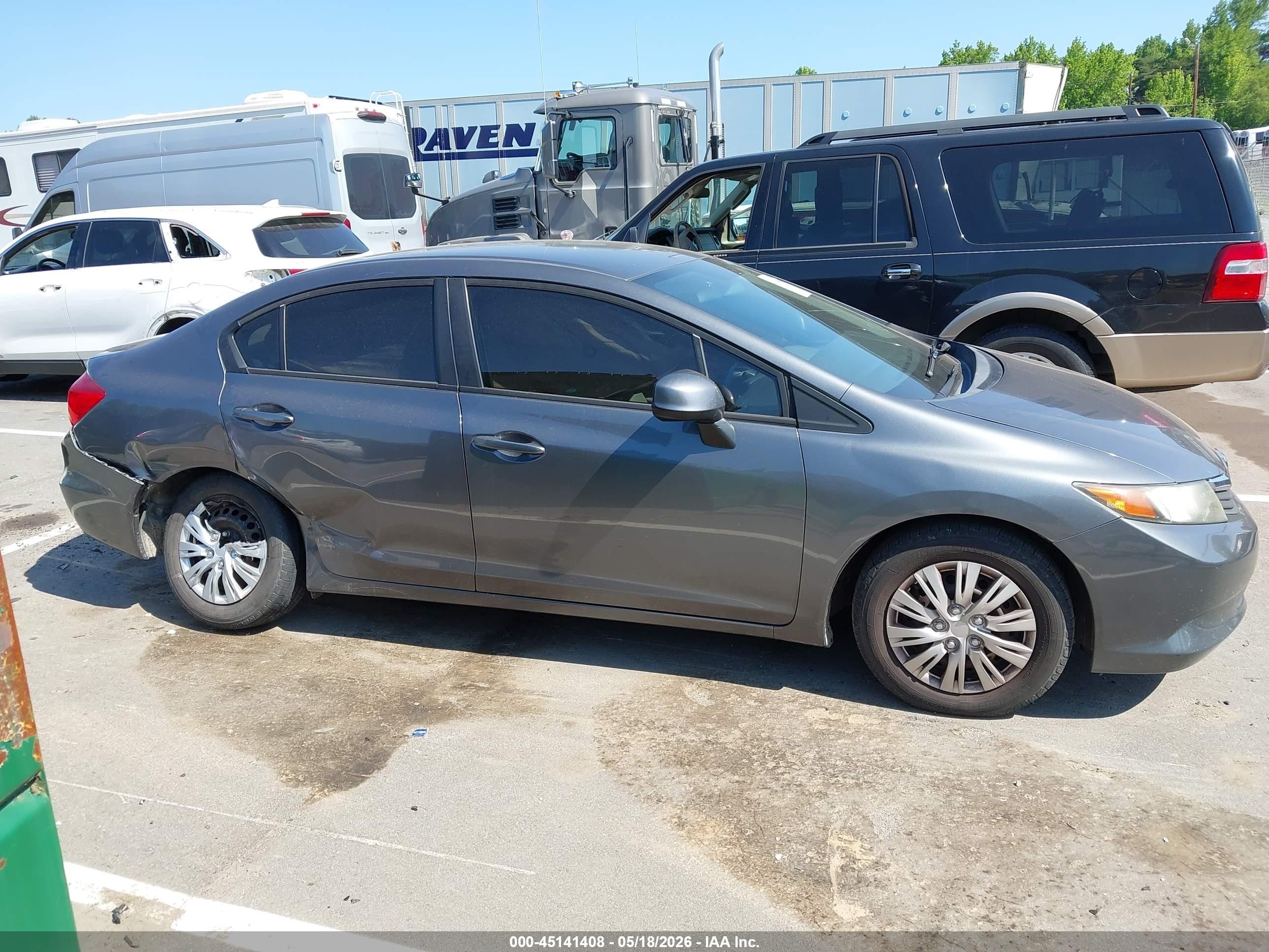 2012 Honda Civic Lx Gray vin: 19XFB2F54CE376442
