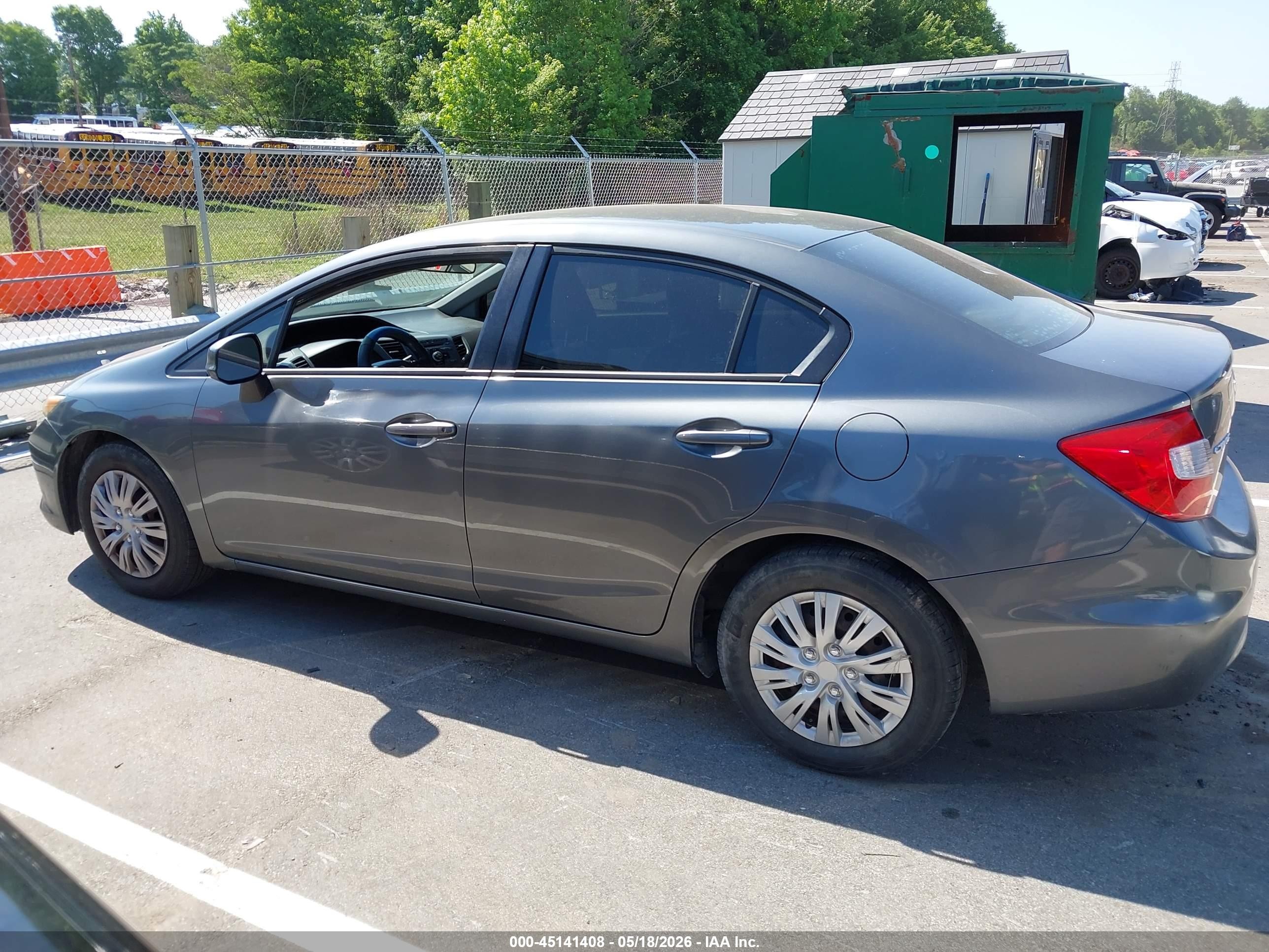2012 Honda Civic Lx Gray vin: 19XFB2F54CE376442