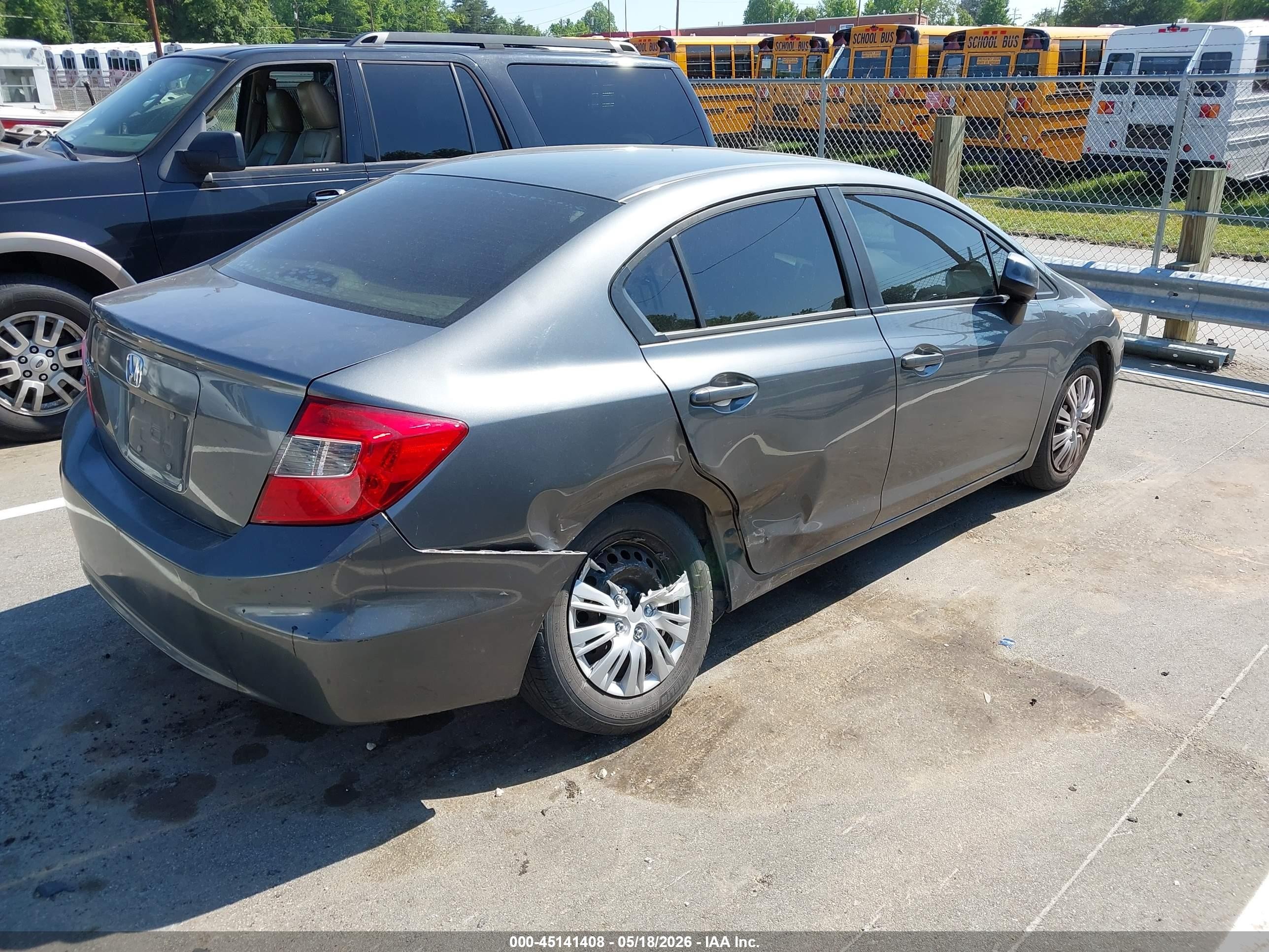 2012 Honda Civic Lx Gray vin: 19XFB2F54CE376442