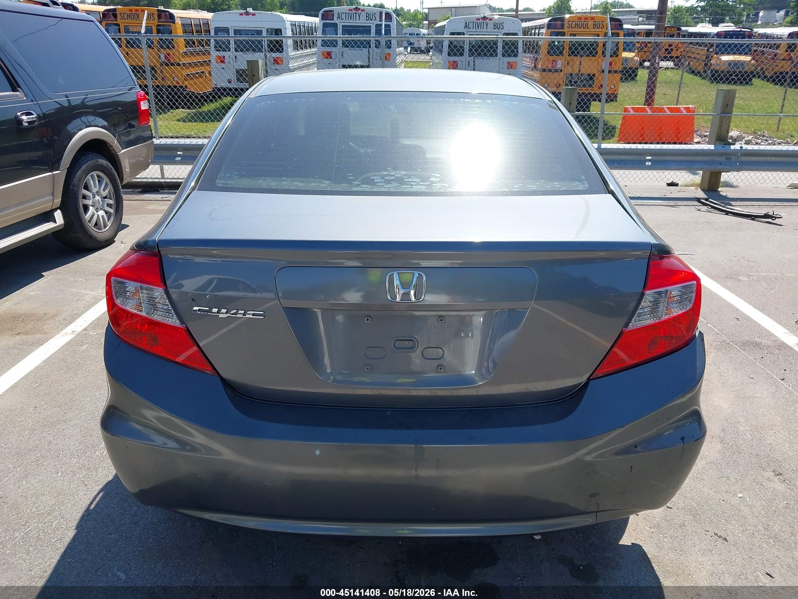 2012 Honda Civic Lx Gray vin: 19XFB2F54CE376442