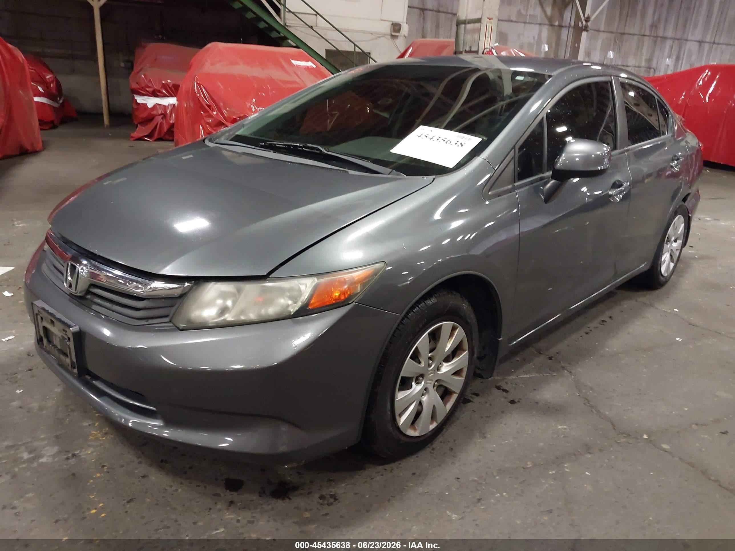 2012 Honda Civic Lx Gray vin: 19XFB2F54CE380491