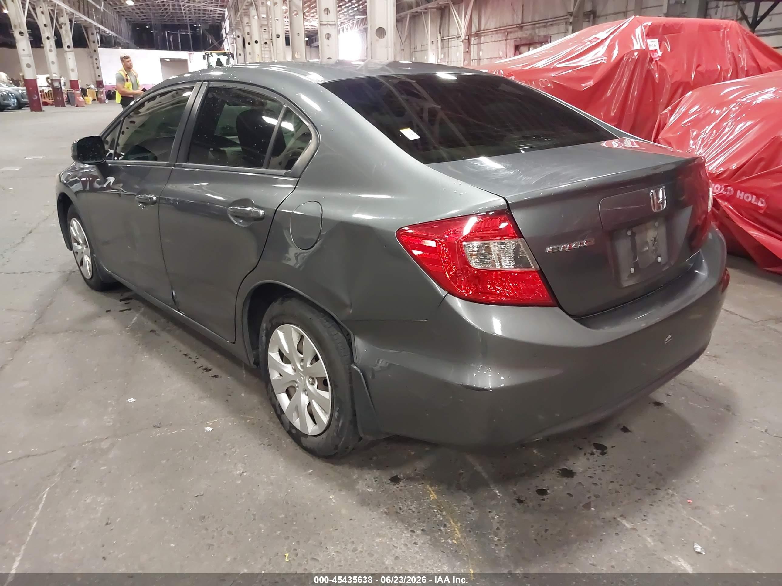 2012 Honda Civic Lx Gray vin: 19XFB2F54CE380491