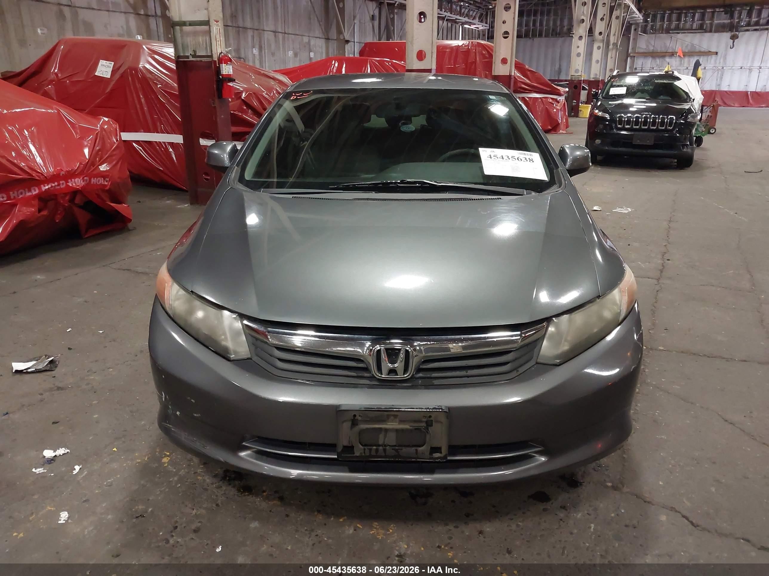 2012 Honda Civic Lx Gray vin: 19XFB2F54CE380491