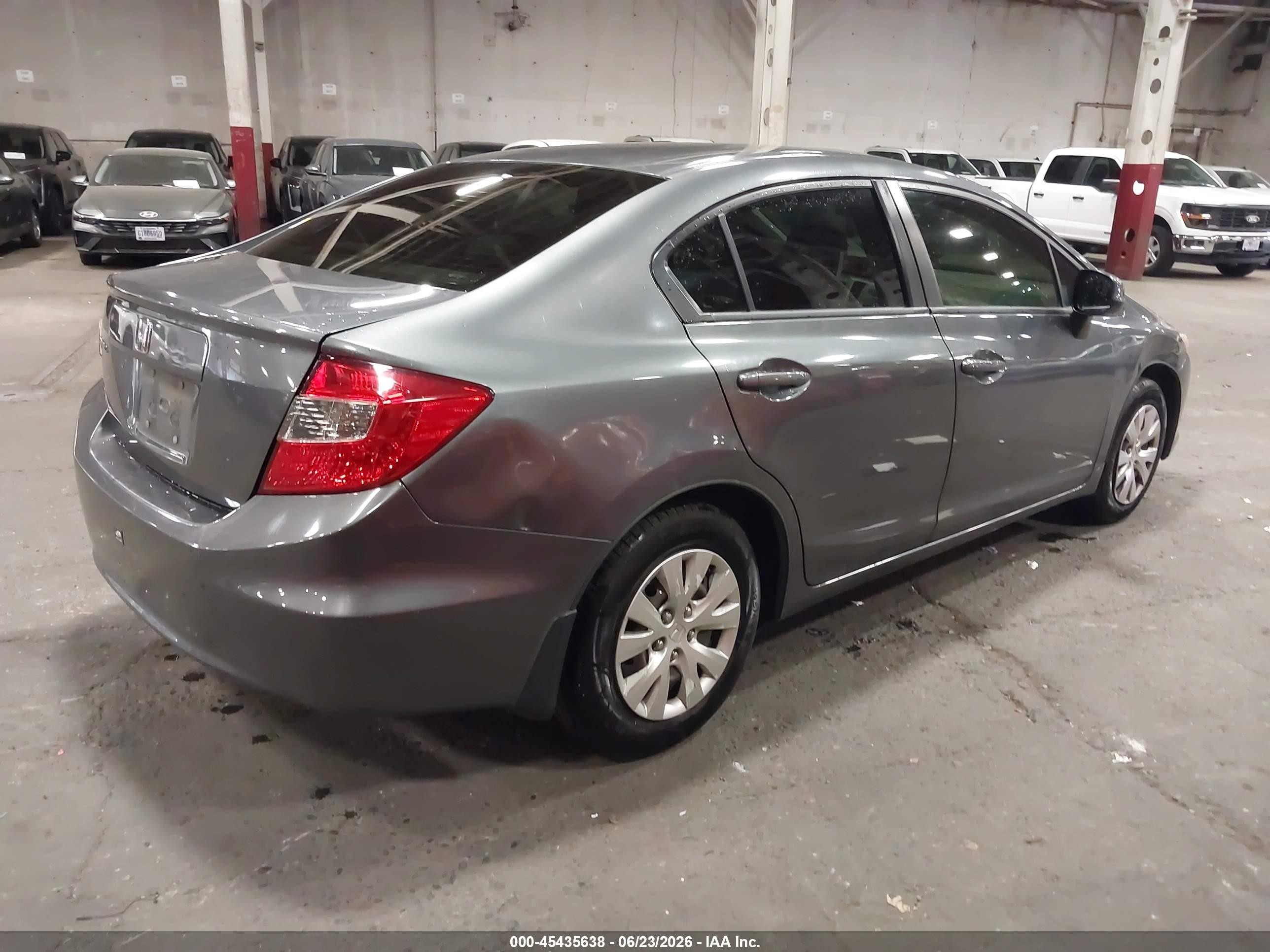 2012 Honda Civic Lx Gray vin: 19XFB2F54CE380491
