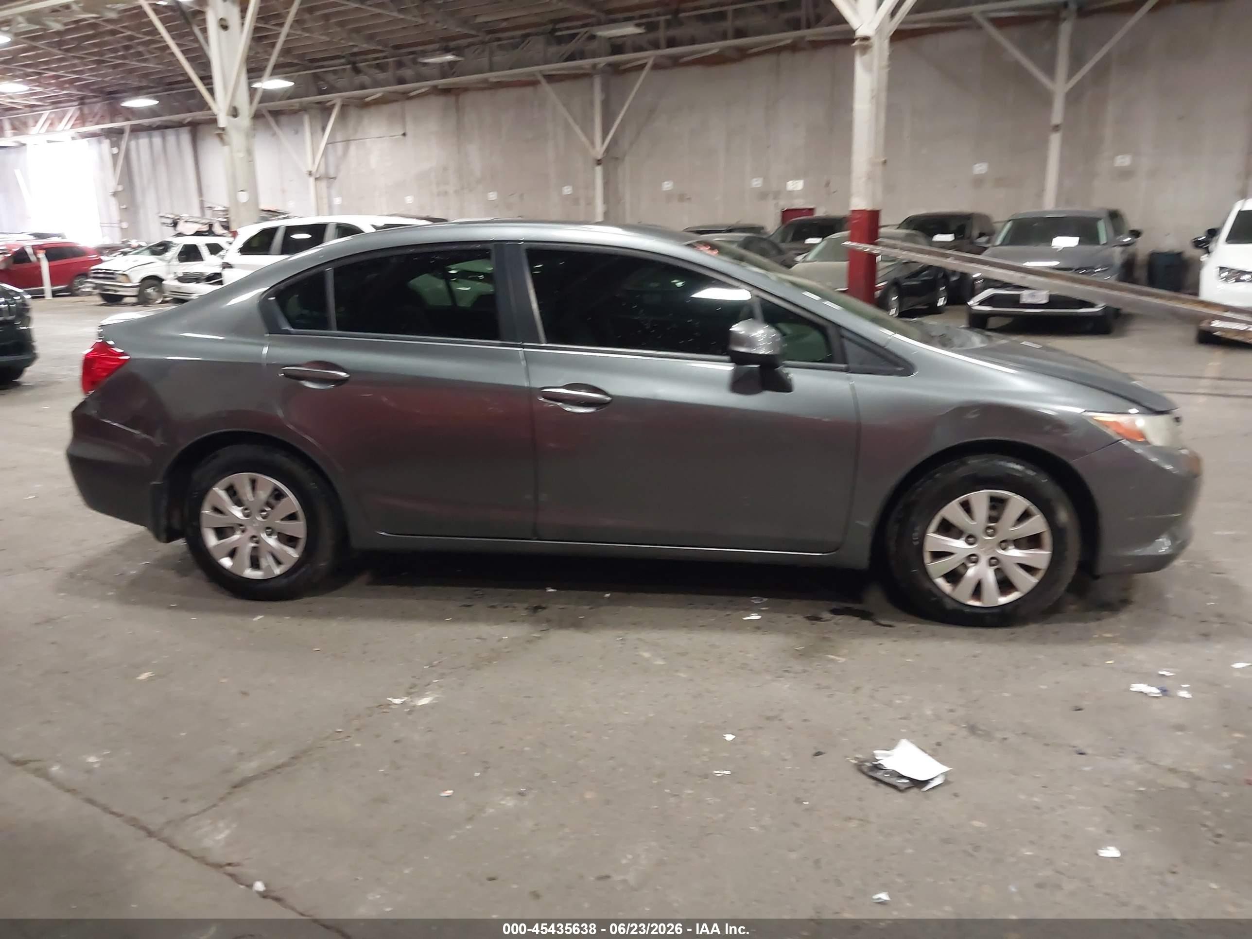 2012 Honda Civic Lx Gray vin: 19XFB2F54CE380491