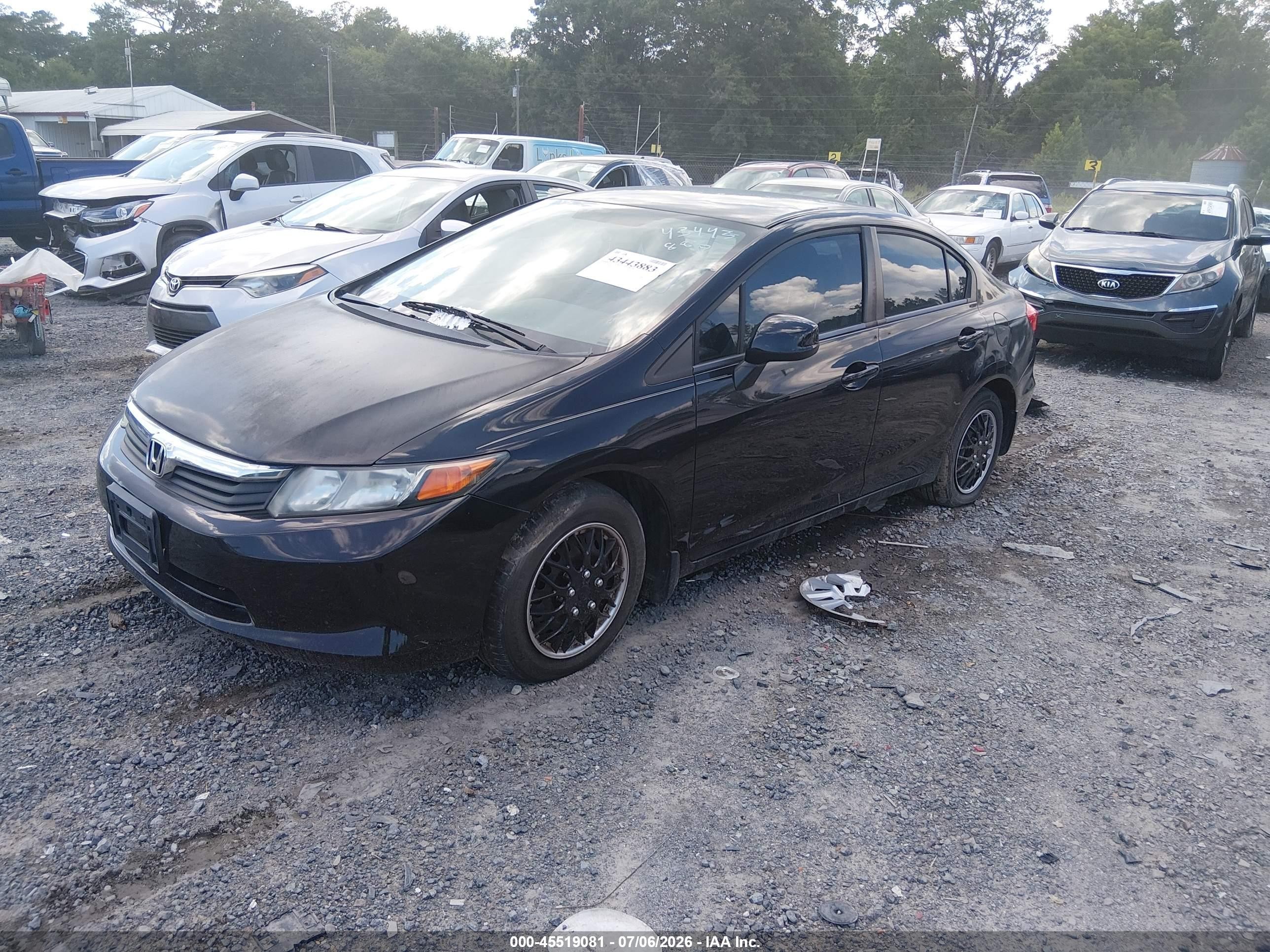 2012 Honda Civic Lx Black vin: 19XFB2F54CE383049