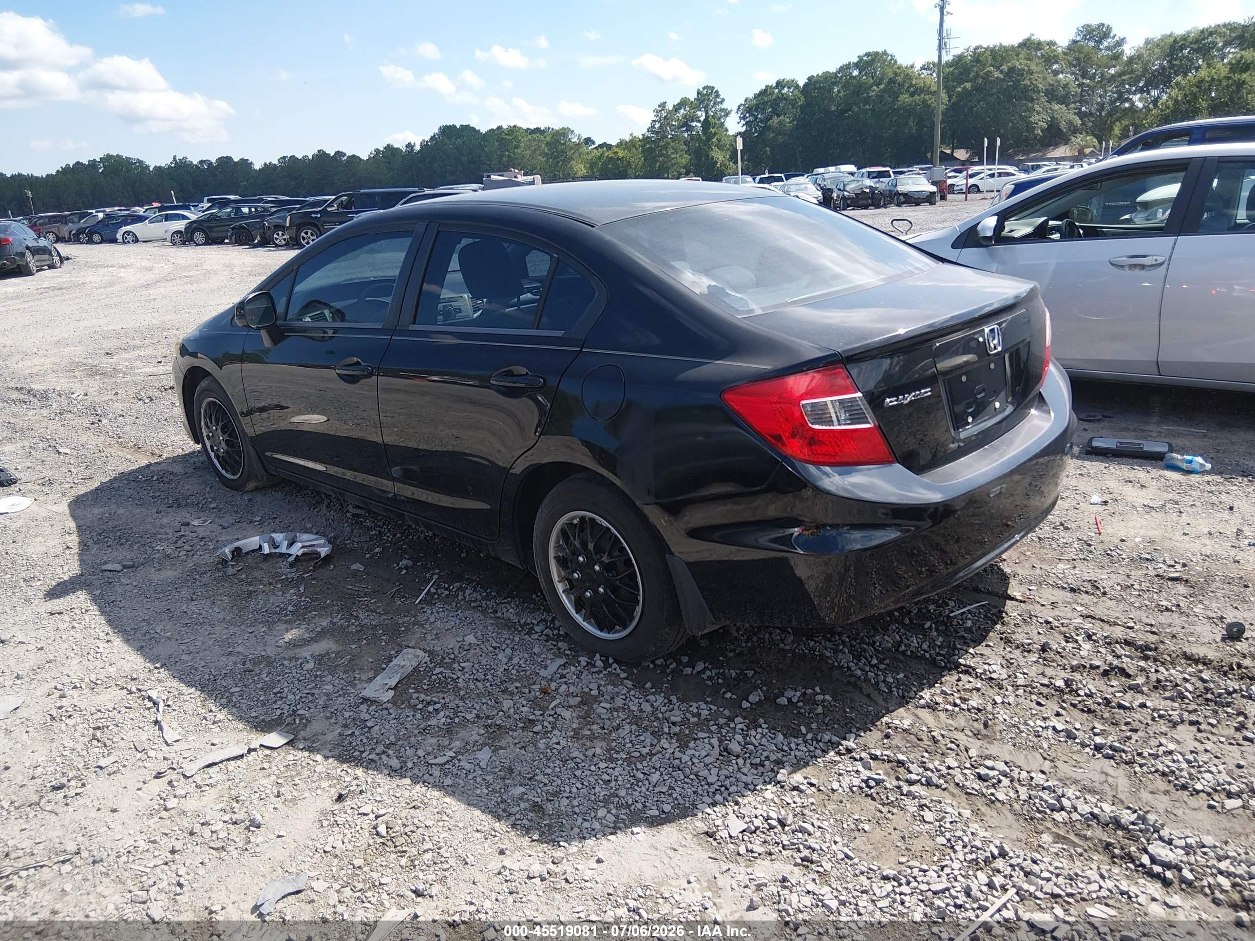 2012 Honda Civic Lx Black vin: 19XFB2F54CE383049