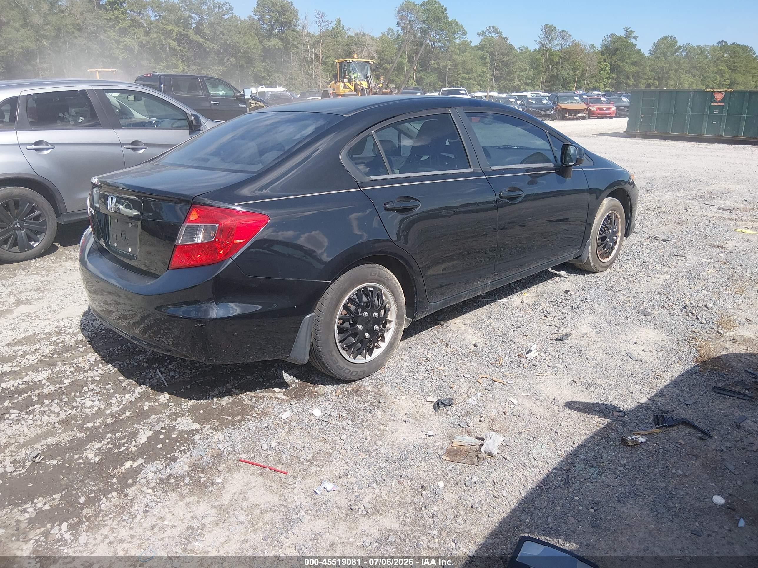 2012 Honda Civic Lx Black vin: 19XFB2F54CE383049