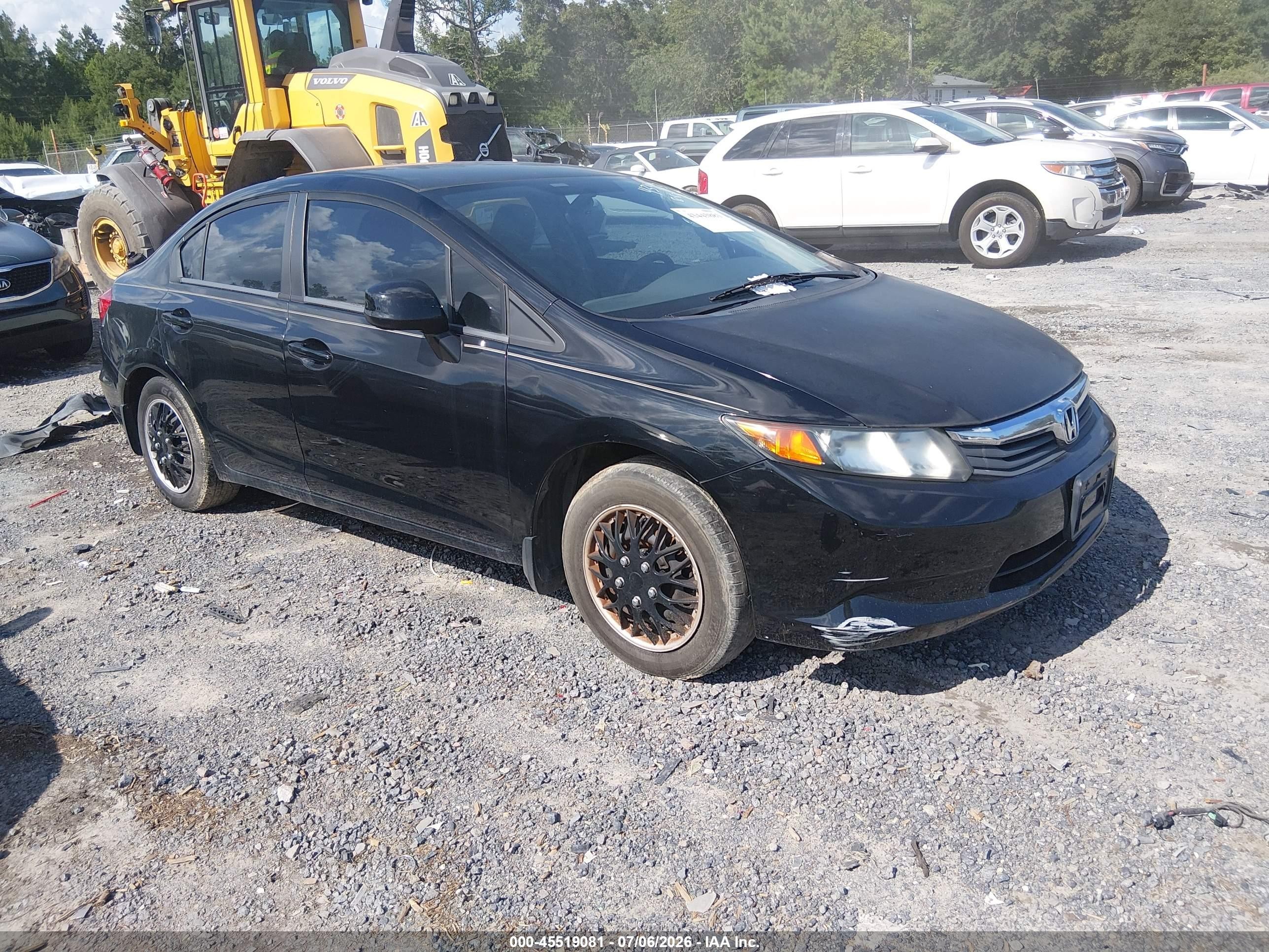 2012 Honda Civic Lx Black vin: 19XFB2F54CE383049