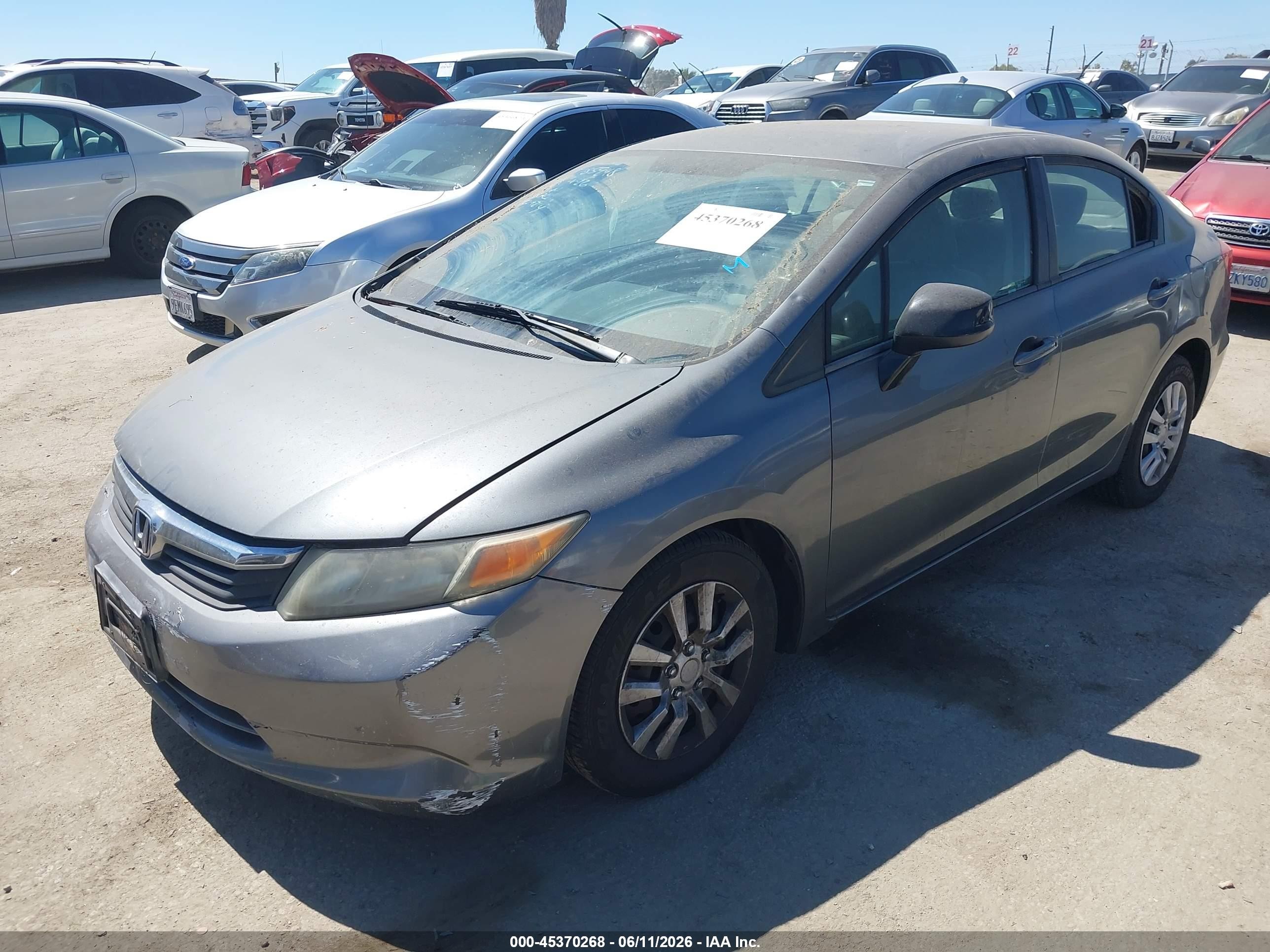 2012 Honda Civic Lx Gray vin: 19XFB2F54CE391359