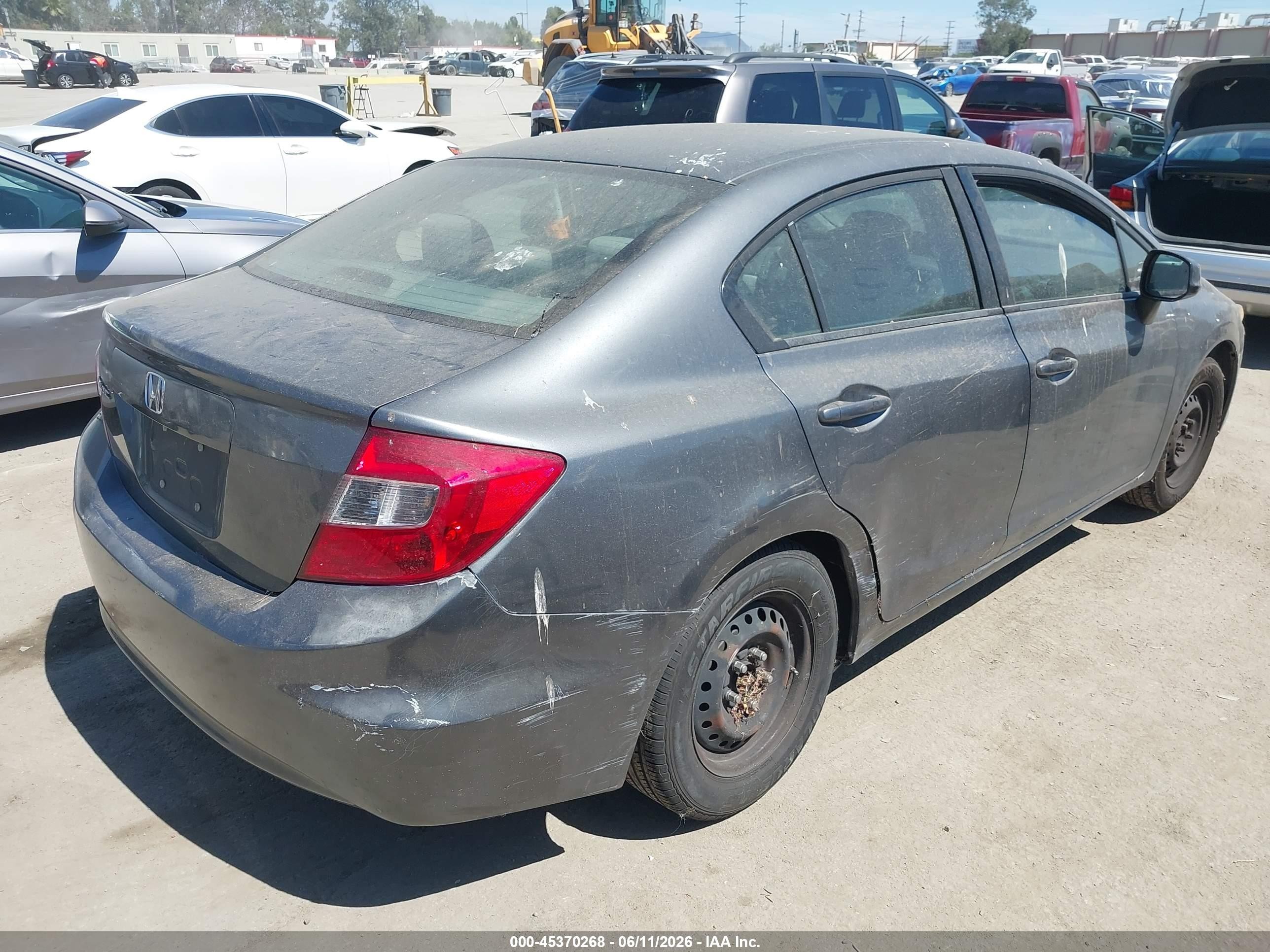 2012 Honda Civic Lx Gray vin: 19XFB2F54CE391359