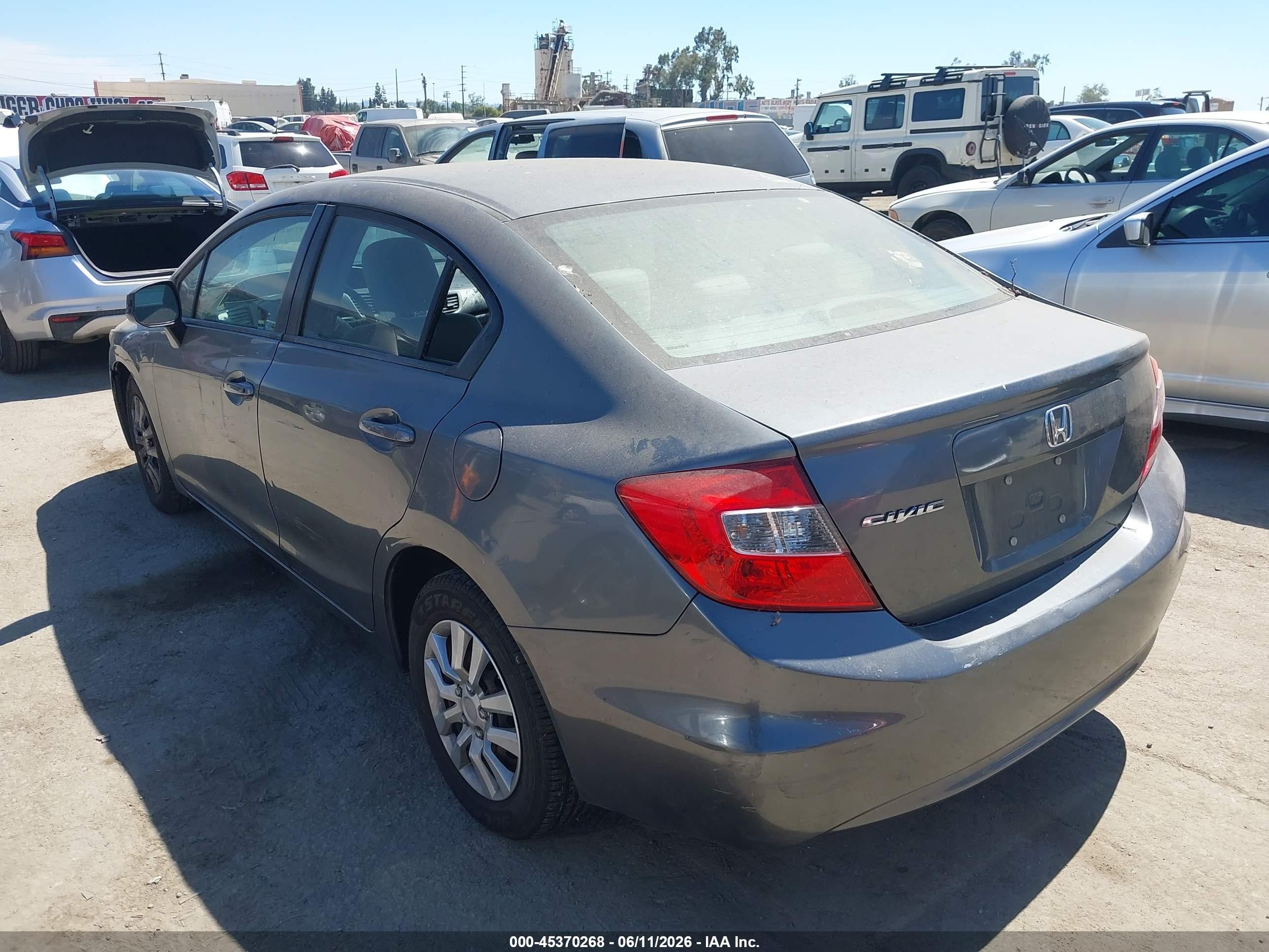 2012 Honda Civic Lx Gray vin: 19XFB2F54CE391359