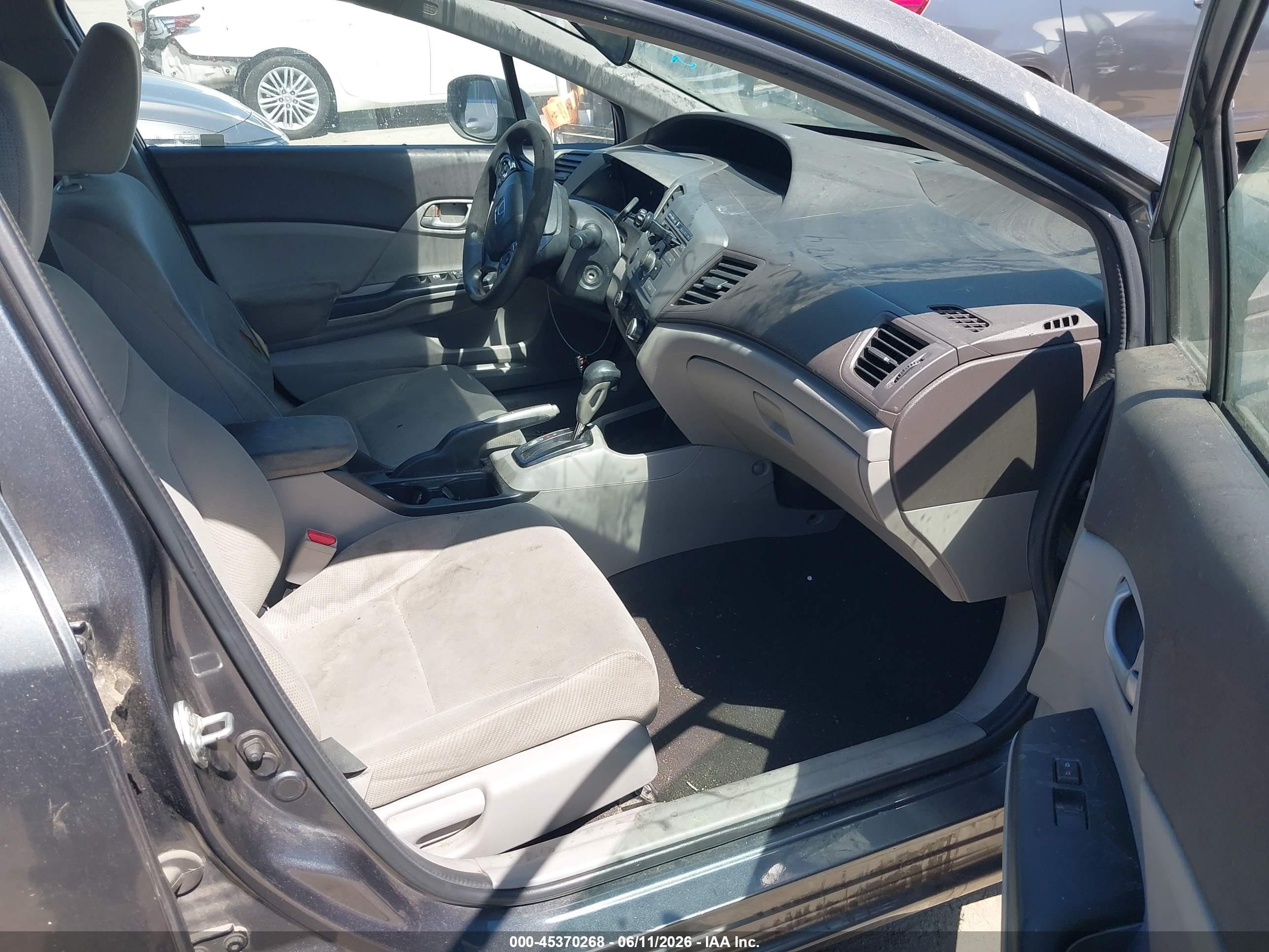 2012 Honda Civic Lx Gray vin: 19XFB2F54CE391359