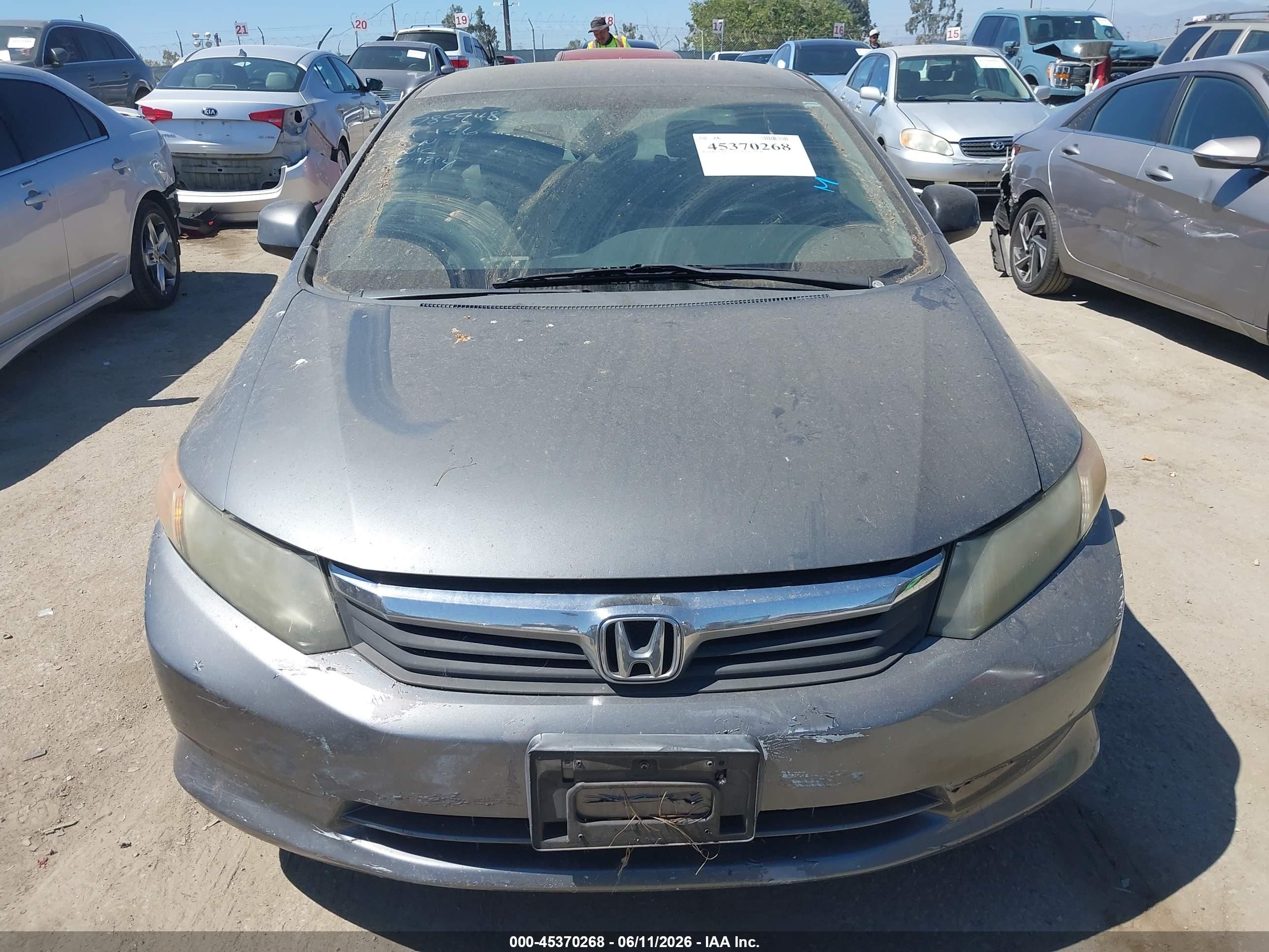 2012 Honda Civic Lx Gray vin: 19XFB2F54CE391359