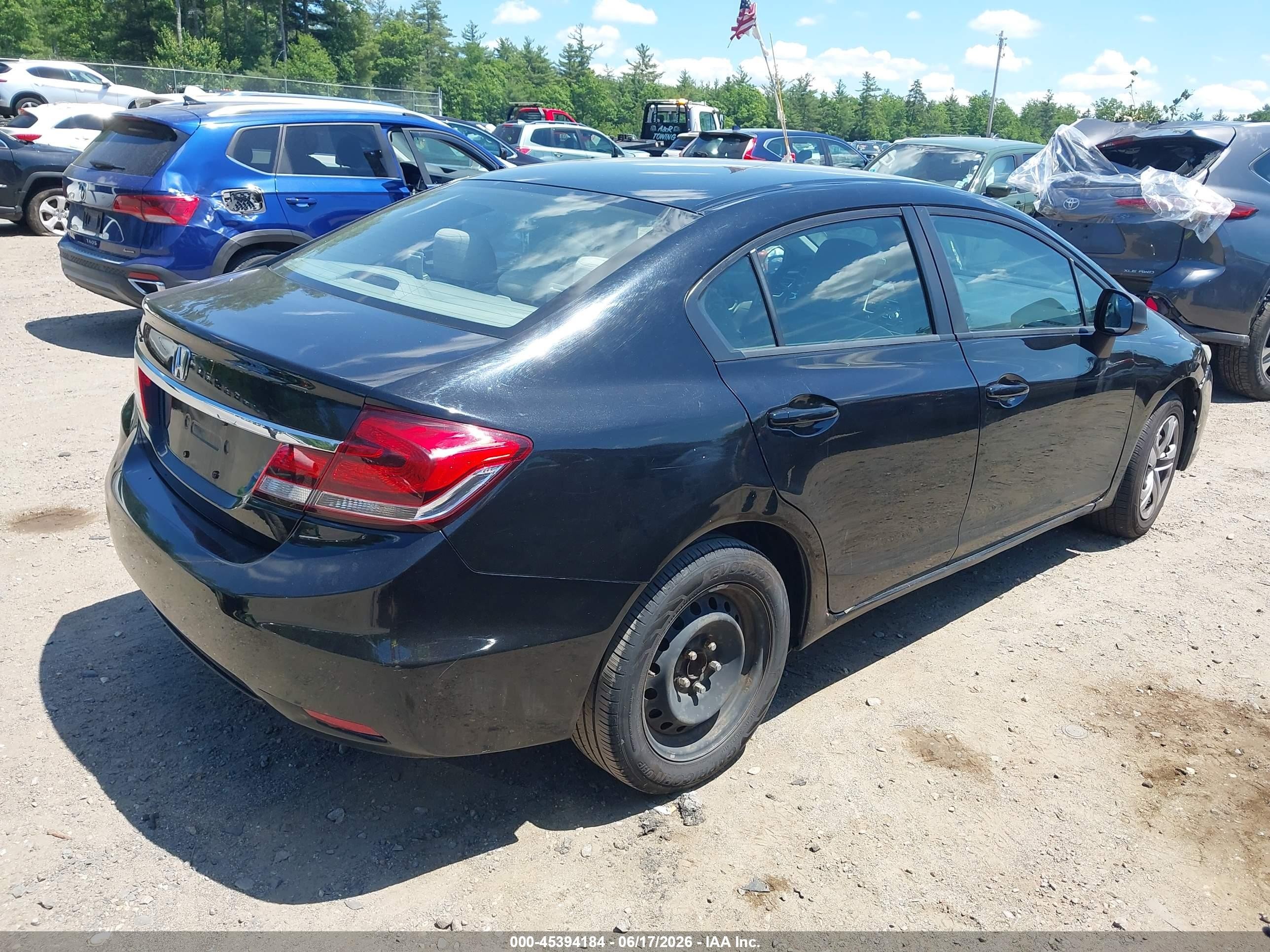 2013 Honda Civic Lx Black vin: 19XFB2F54DE002219