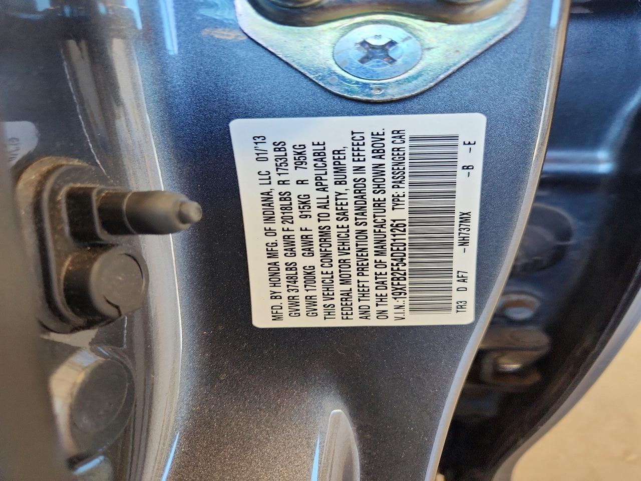 2013 Honda Civic Lx Серый vin: 19XFB2F54DE011261