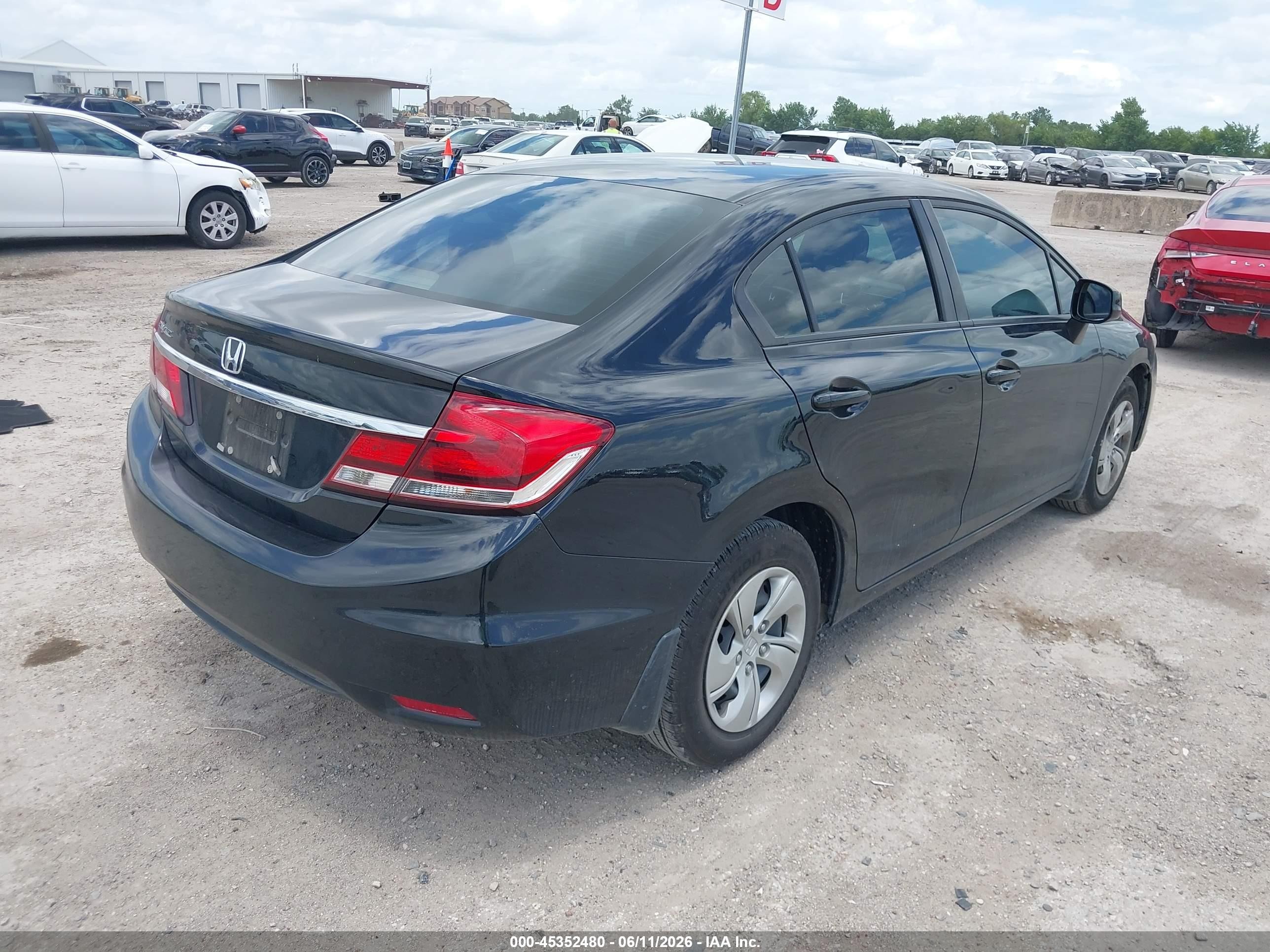 2013 Honda Civic Lx Black vin: 19XFB2F54DE019506