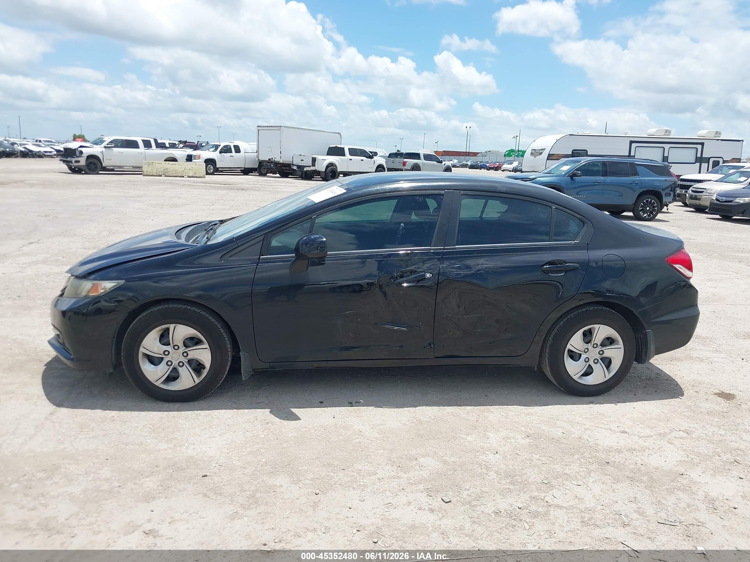 2013 Honda Civic Lx Black vin: 19XFB2F54DE019506