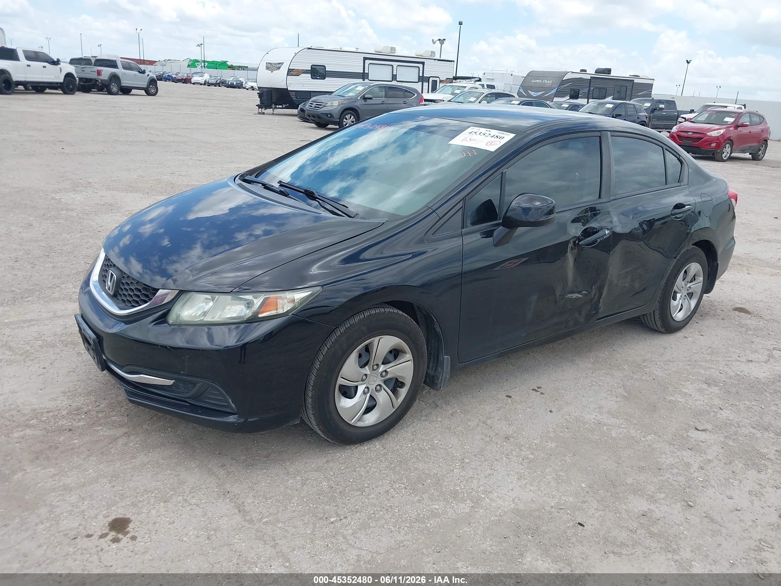 2013 Honda Civic Lx Black vin: 19XFB2F54DE019506