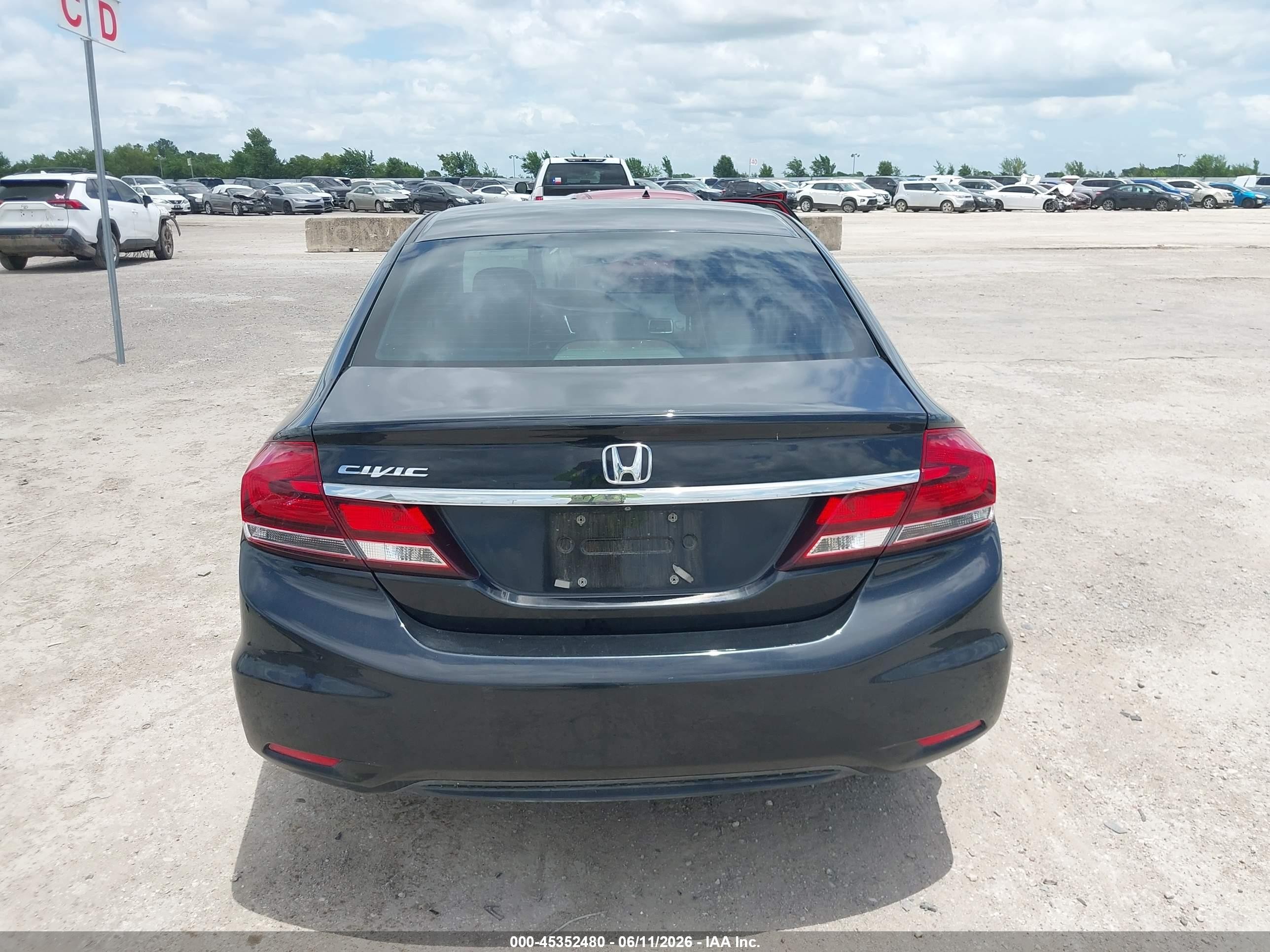 2013 Honda Civic Lx Black vin: 19XFB2F54DE019506