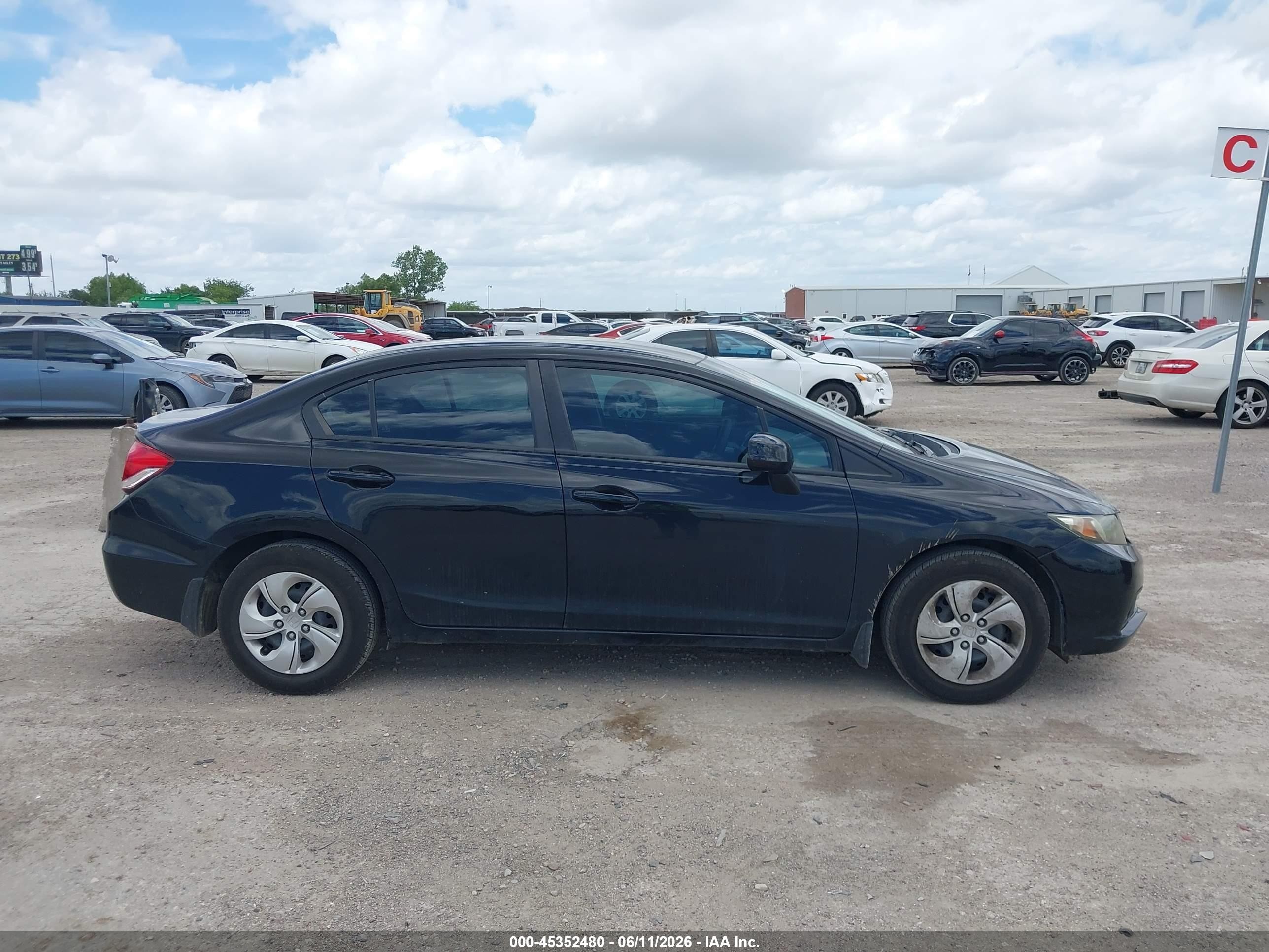 2013 Honda Civic Lx Black vin: 19XFB2F54DE019506