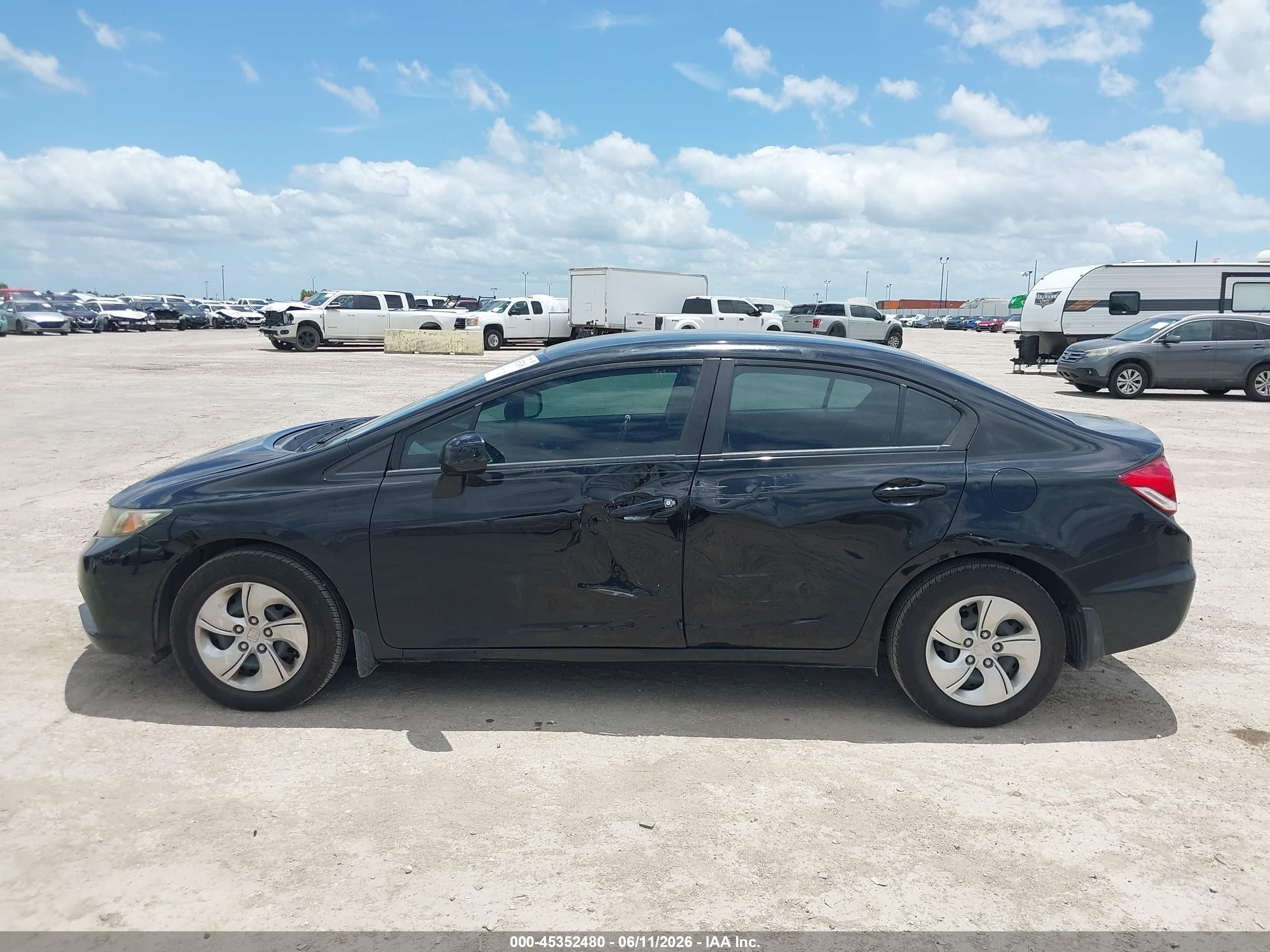 2013 Honda Civic Lx Black vin: 19XFB2F54DE019506