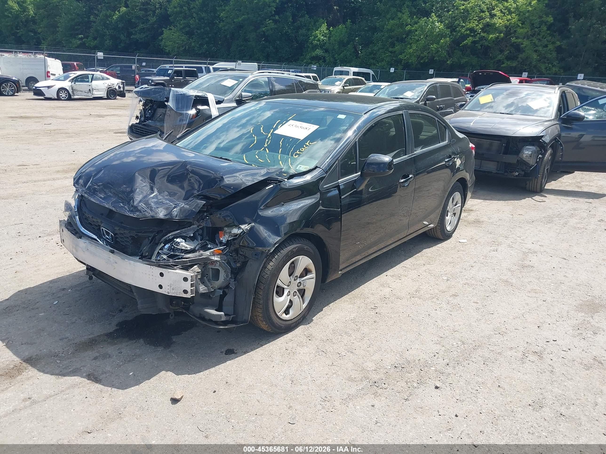 2013 Honda Civic Lx Black vin: 19XFB2F54DE022521